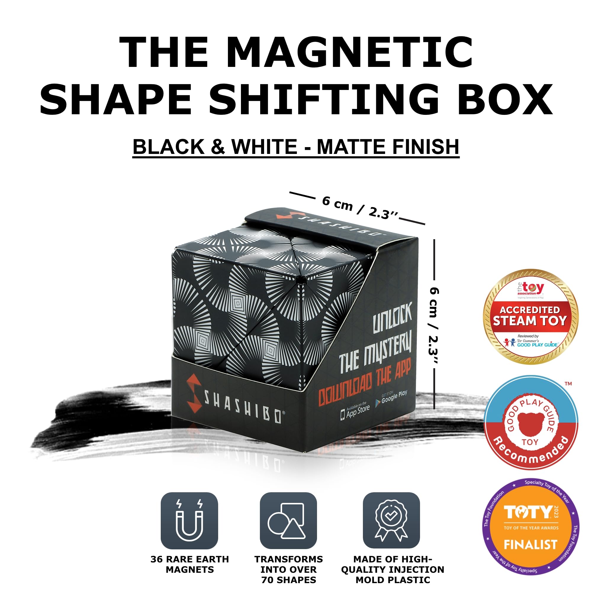 Shashibo Shape Shifting Box - Award-Winning STEM Fidget Toy with Ultra Strong Magnets - Puzzle Cube Transforms Into 100+ Shapes, Perfect Sensory Gift for Kids, Teens, and Adults (Wings)