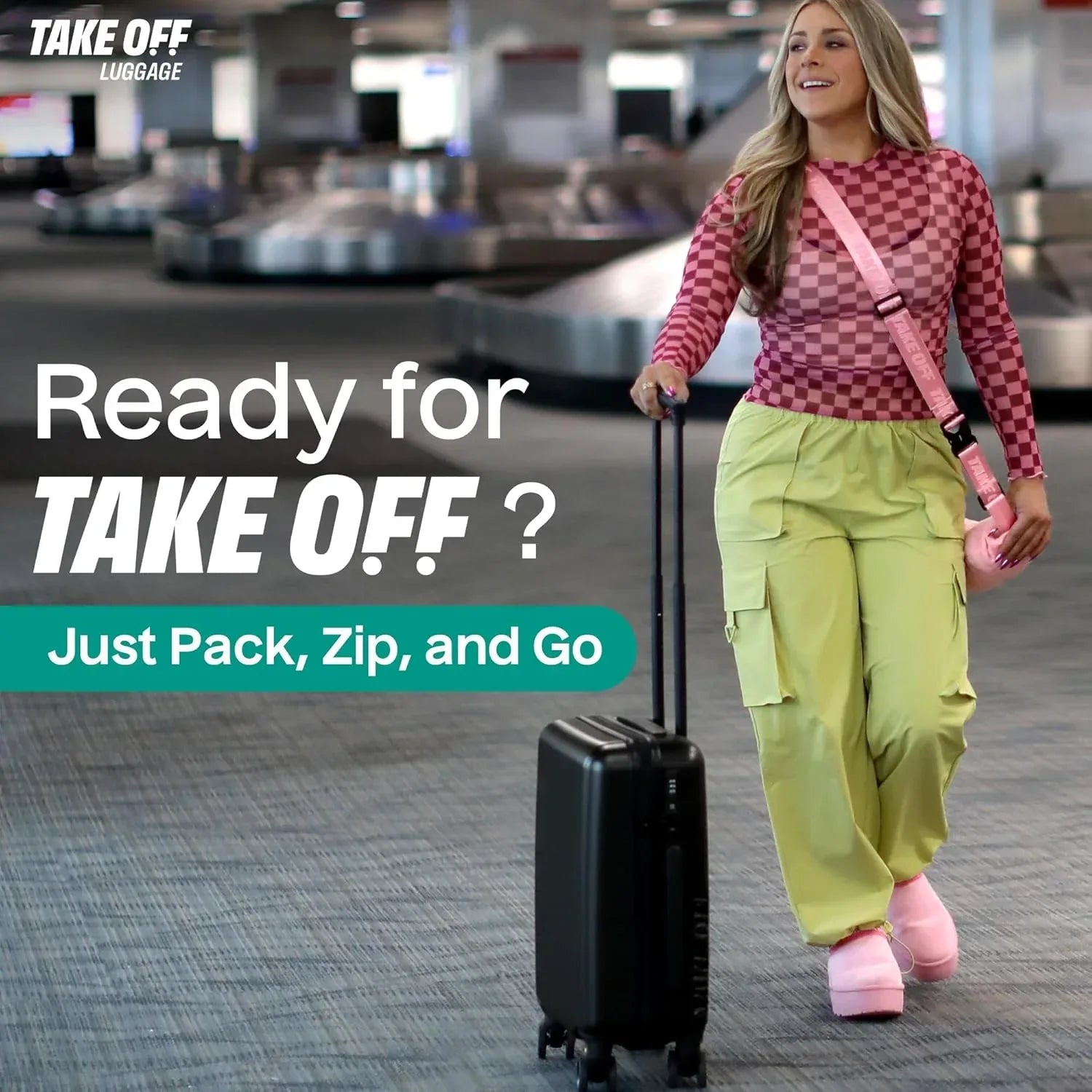 Take OFF Luggage Personal Item Suitcase 3.0 – Small Carry On Luggage with Wheels for Budget Airlines – Under the Seat Luggage with Removable Wheels – With TSA Lock and Toiletry Pouch – 18x14x8, Black - Unique Gift Market