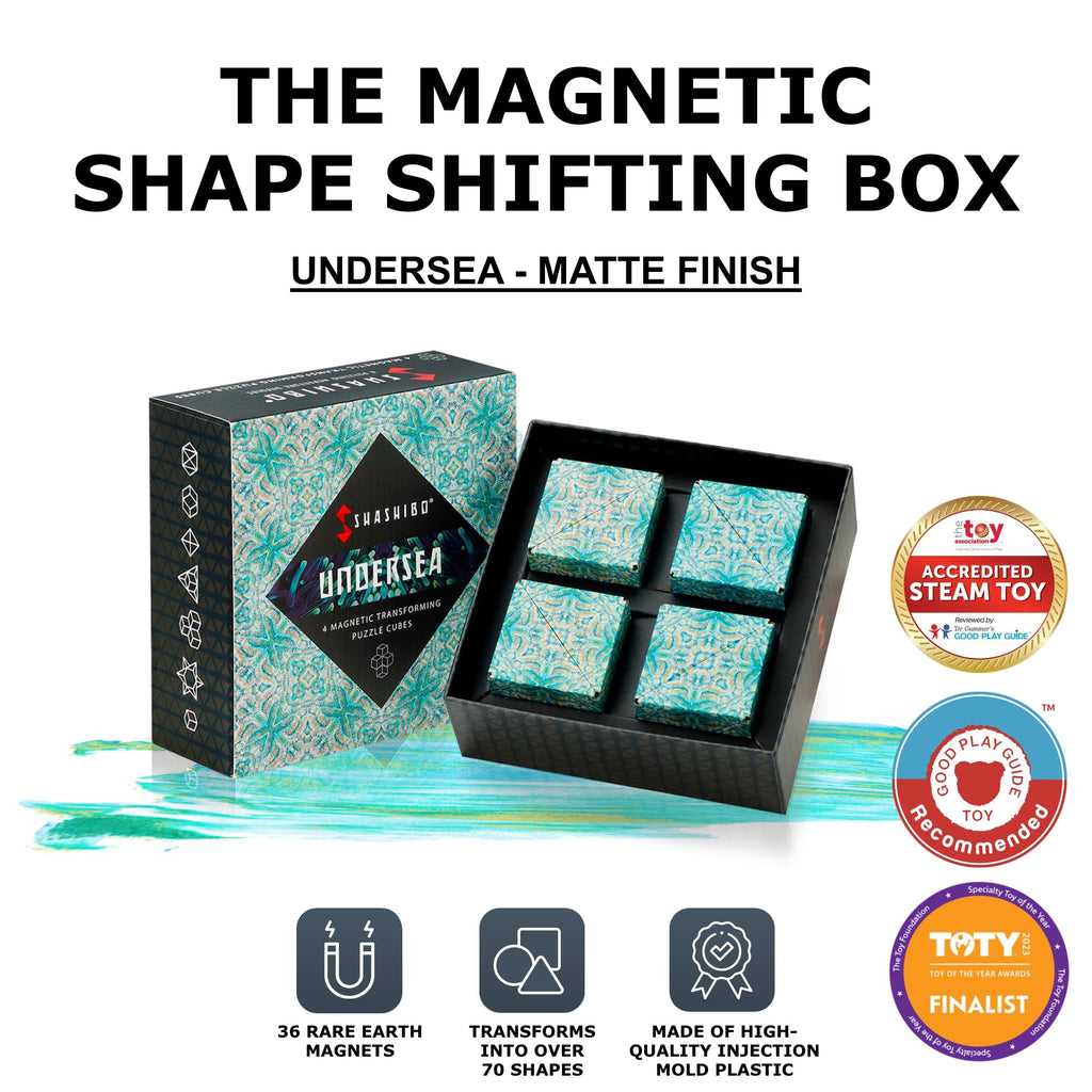 Shashibo Shape Shifting Box - Award-Winning STEM Fidget Toy with Ultra Strong Magnets - Puzzle Cube Transforms Into 100+ Shapes, Perfect Sensory Gift for Kids, Teens, and Adults (Wings)