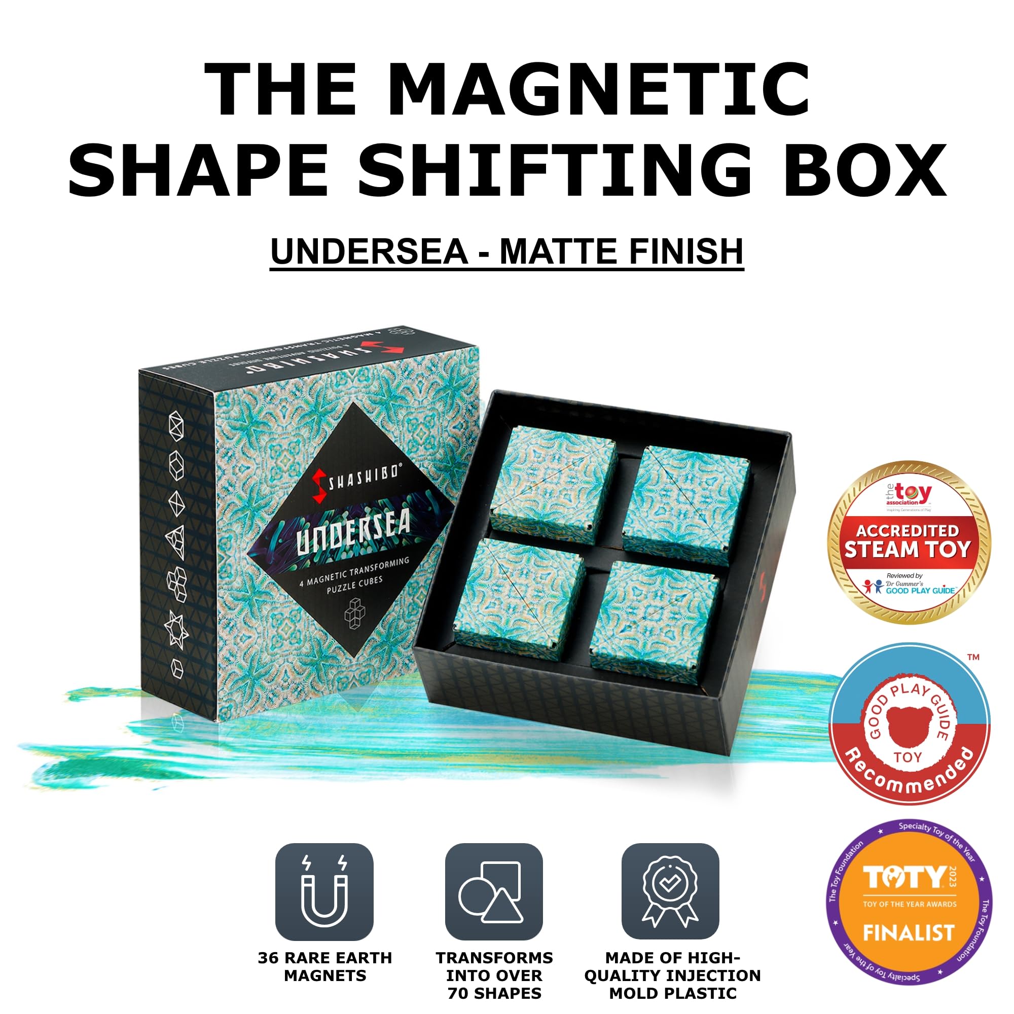 Shashibo Shape Shifting Box - Award-Winning STEM Fidget Toy with Ultra Strong Magnets - Puzzle Cube Transforms Into 100+ Shapes, Perfect Sensory Gift for Kids, Teens, and Adults (Wings)