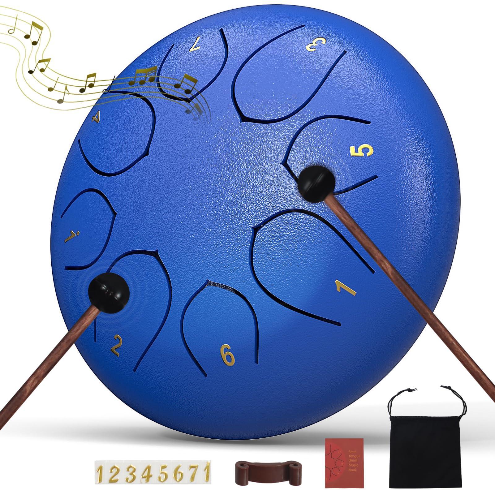 Rain Drum for Outside Garden, 6 Inches 8 Notes Steel Tongue Chakra Drums, Waterproof Meditation Rain Chime, Musical Instruments for Adult Gift with Bag, Music Book, Drum Mallets (Green) - Unique Gift Market