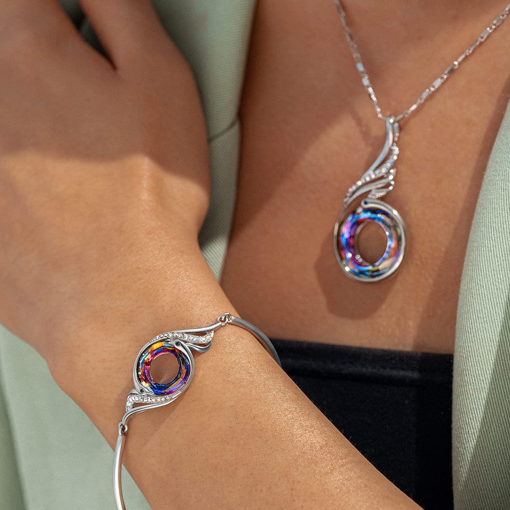 Kate Lynn "Rise From the Ashes" Phoenix Bracelet Made with Crystals from Austria, Adjustable Bangle Bracelet for Women 7"+2", Packaged with Jewelry Box, Birthday Gift for Women, Symbol of Luck and Renewal - Unique Gift Market
