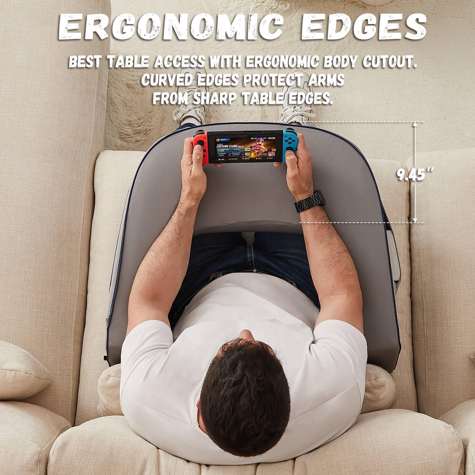Reading Pillow for Gaming, Extra Large Laptop Pillow for Adult, Memory Foam Lap Desk Gaming Pillow for Reading, Working, Playing Steam Deck Switch or Sitting in Bed Floor Sofa(Grey) - Unique Gift Market