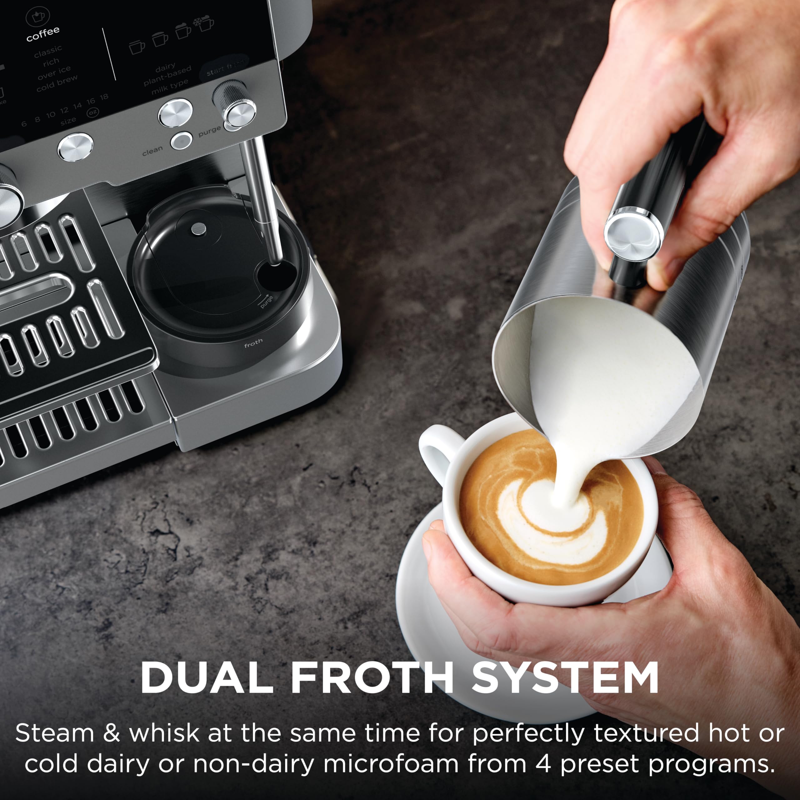 Ninja Luxe Café 3-in-1 Espresso, Drip Coffee and Cold Brew Machine | Integrated Coffee Grinder, Milk Frother, Assisted Tamper & Built-In Espresso Accessory Storage | Stainless Steel | ES601