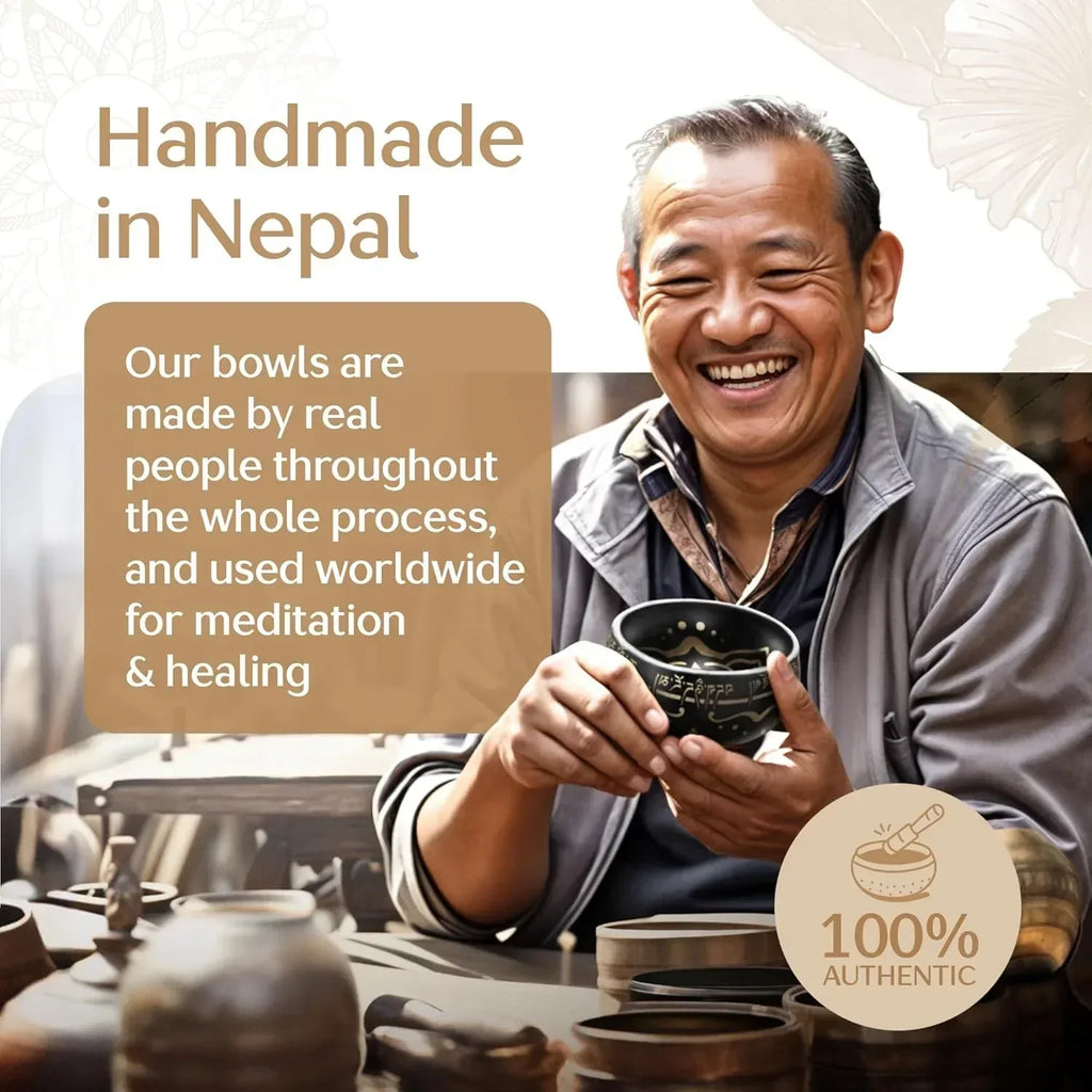 Silent Mind Tibetan Singing Bowl Set – Easy to Play & Beginner Friendly Meditation Bowl with Cushion & Mallet | Stress Relief and Mindfulness | Gift-Ready - Unique Gift Market