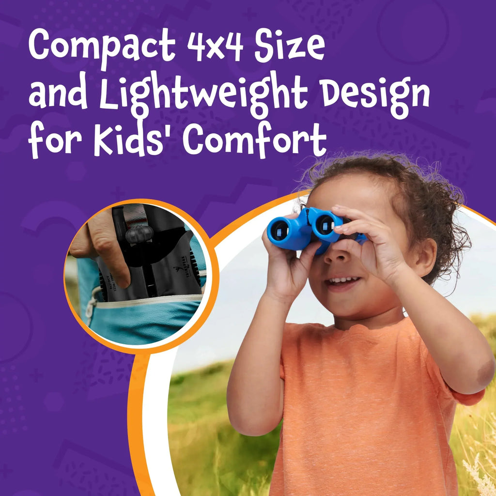 Think Peak Blue Binoculars Science Toy for Kids Ages 3-12 Years - Real Compact Outdoor Adventure & STEM Educational Nature Hiking Explorer for Bird Watching, Camping Children’s Birthday Gift - Unique Gift Market