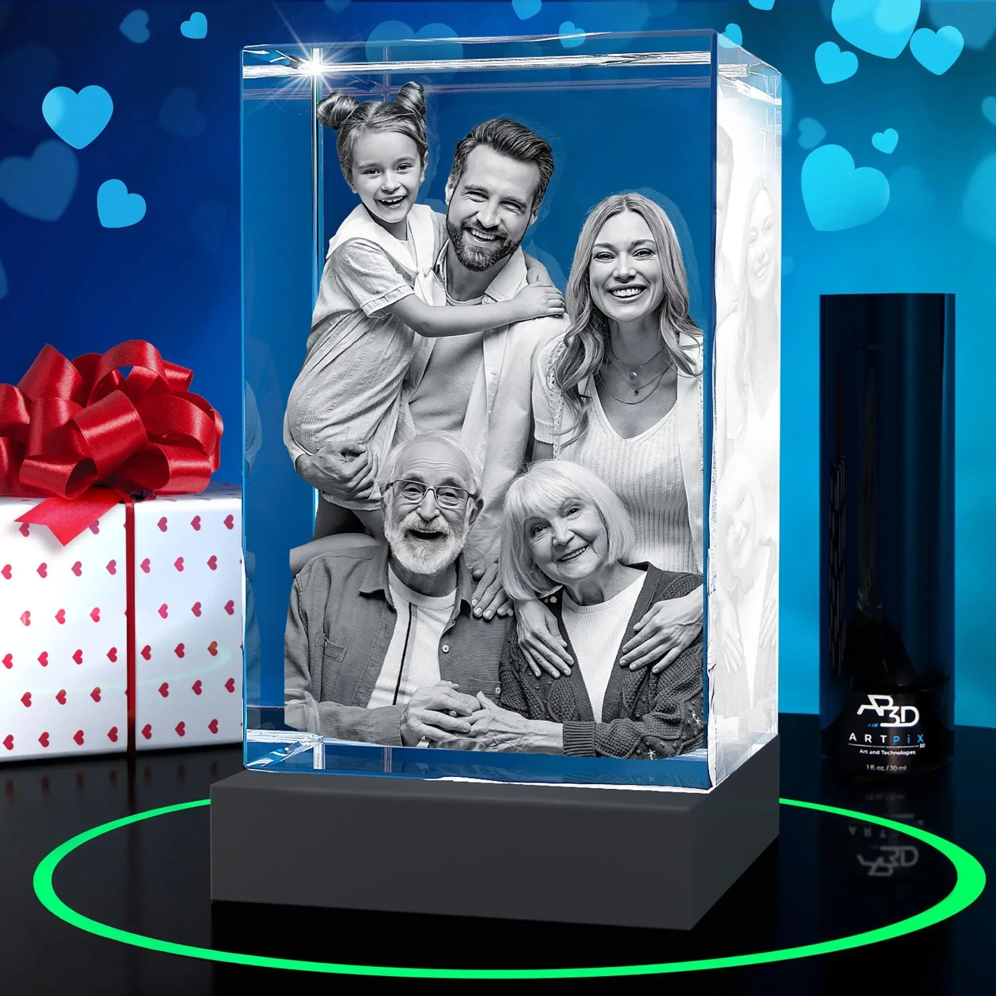 ArtPix 3D Crystal Photo, Valentines Day Personalized Gifts for Women, Wife, Men, Her, Him, Great V-Day Custom Gift With Your Own Photo, Customized Glass 3D Laser Etched Picture Wedding - Unique Gift Market