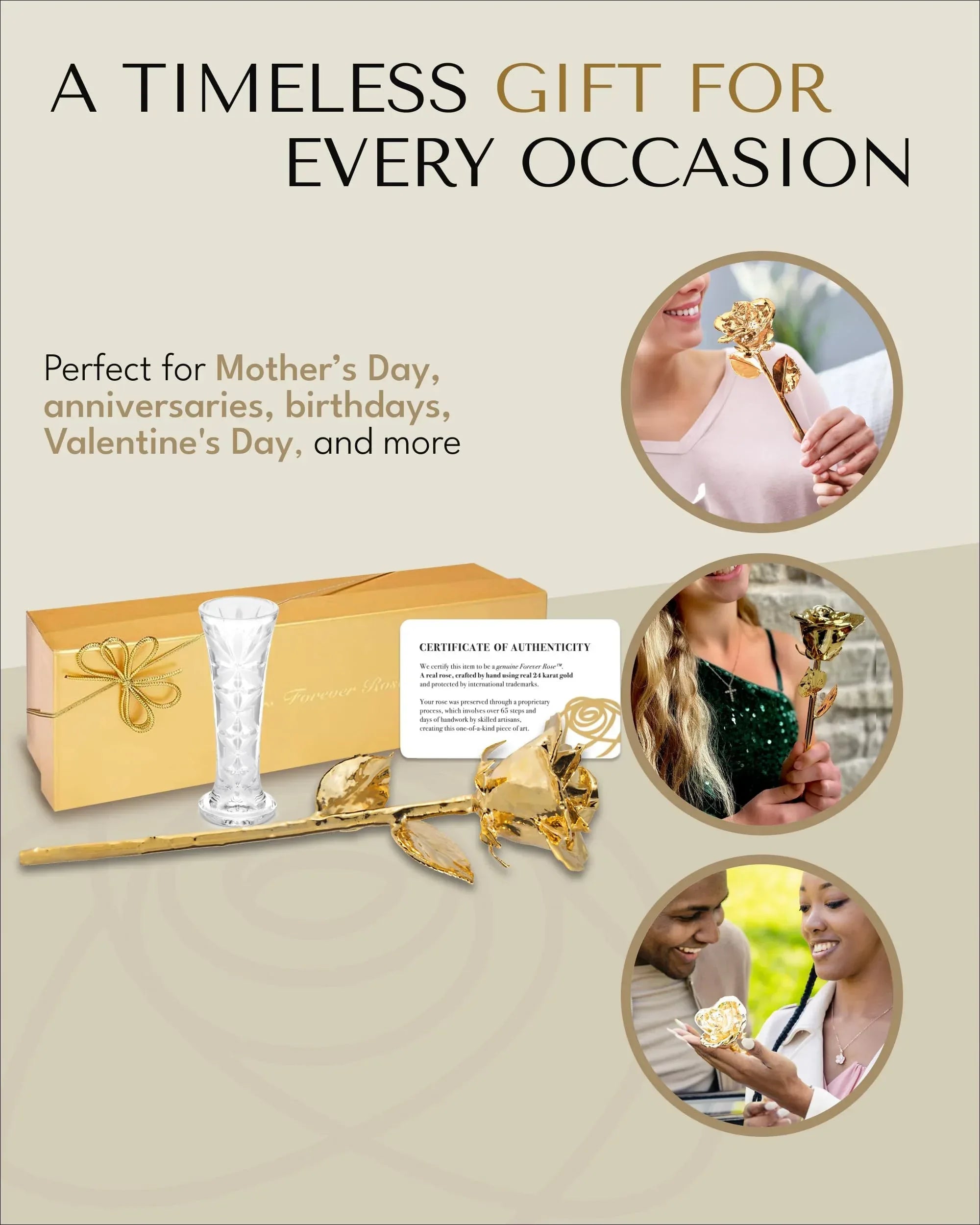 Forever Rose 24K Gold Dipped Real Rose – Handmade, Long-Lasting Preserved Flower in Gold Gift Box – Romantic Gift for Anniversary, Valentine's Day, Mother's Day, Birthday, Wedding, Wife, Girlfriend - Unique Gift Market