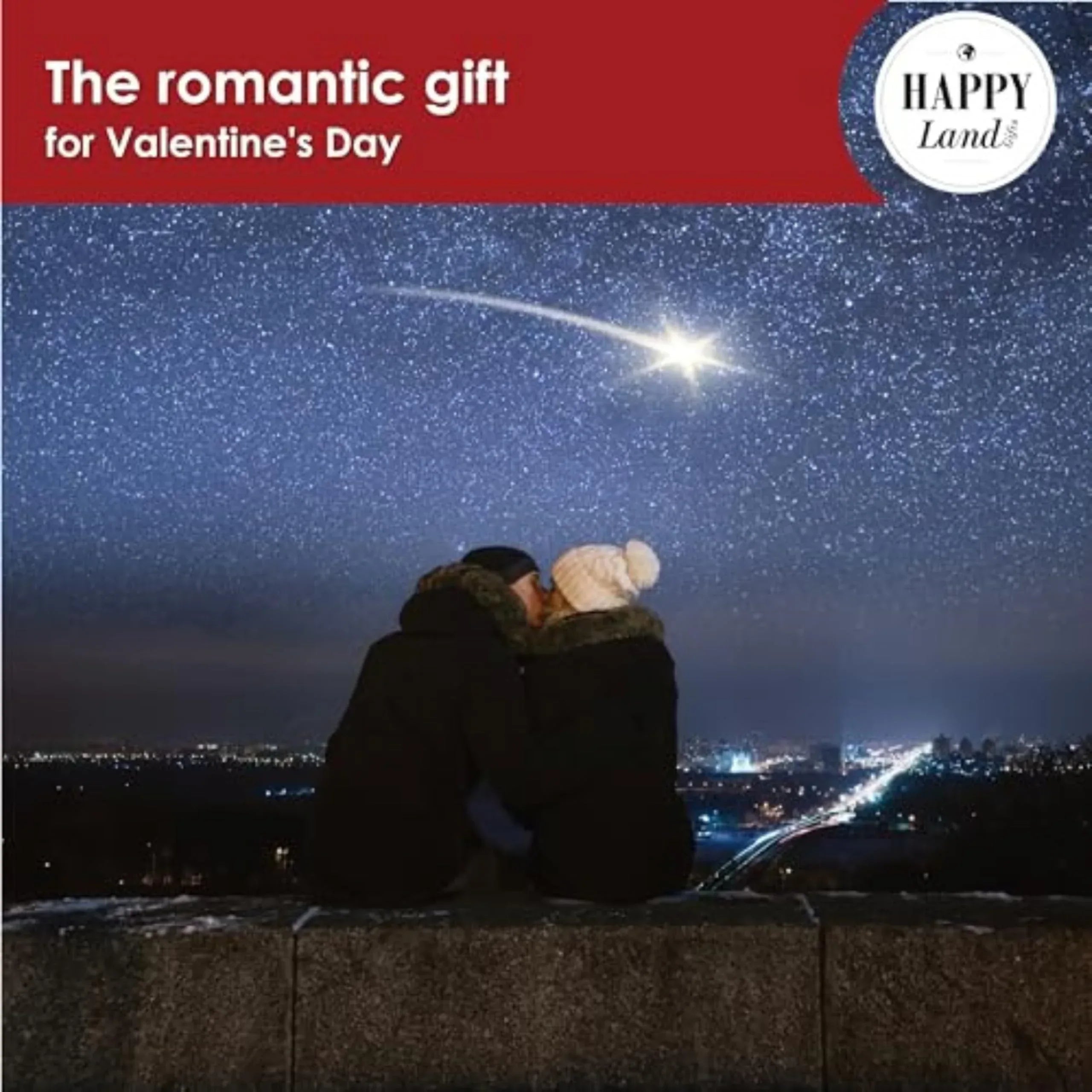 happylandgifts® Romantic Gift Set | Shooting Star | Unusual Gift | Real Meteorite in Red Heart Box | Tea Light | Rose Petals | Certificate Roll | Meteor Gifts - Unique Gift Market