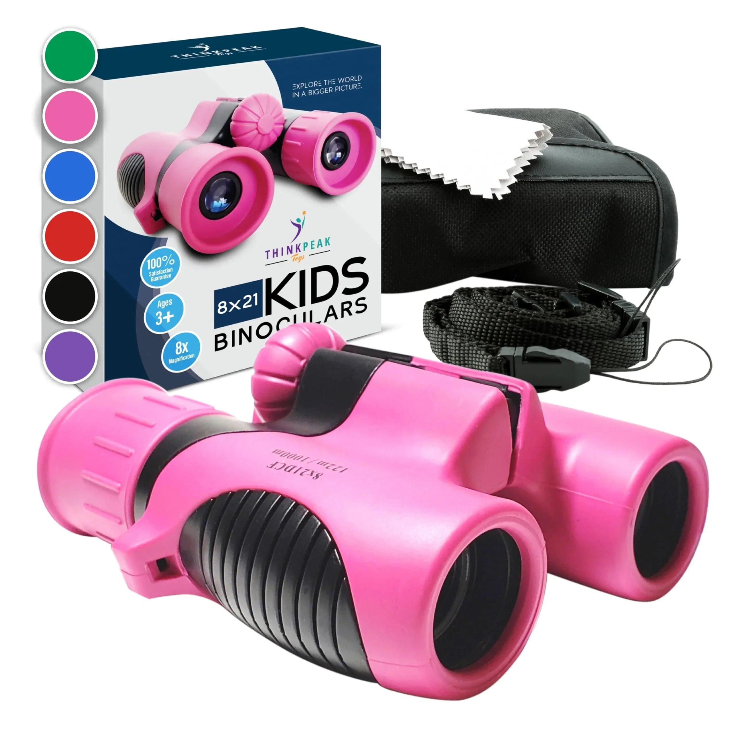 Think Peak Blue Binoculars Science Toy for Kids Ages 3-12 Years - Real Compact Outdoor Adventure & STEM Educational Nature Hiking Explorer for Bird Watching, Camping Children’s Birthday Gift - Unique Gift Market