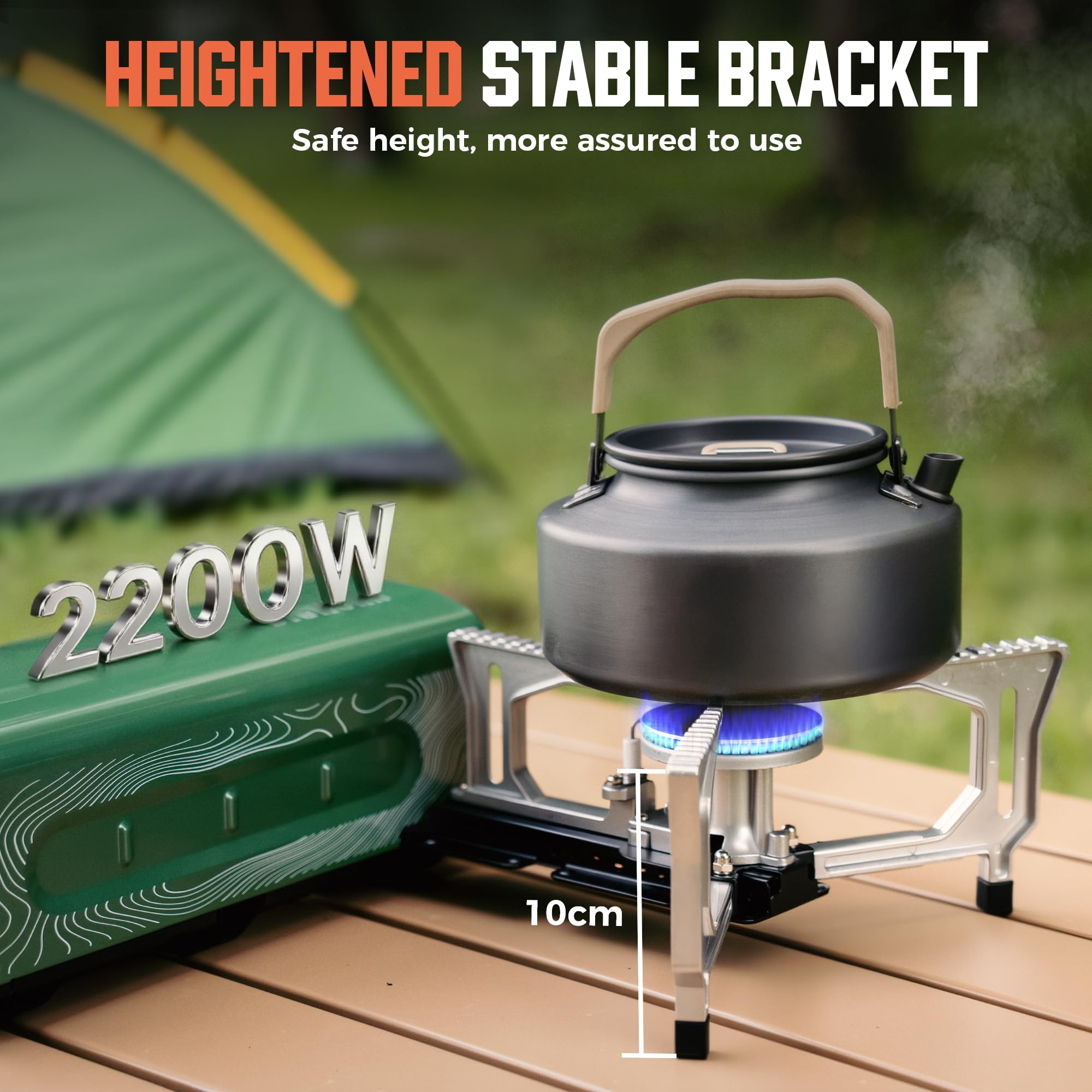 BIG HORN OUTDOORS Butane Camping Stove, Portable Folding Gas Burner with Carry Bag for Camping, Emergency Use and Outdoor Cooking