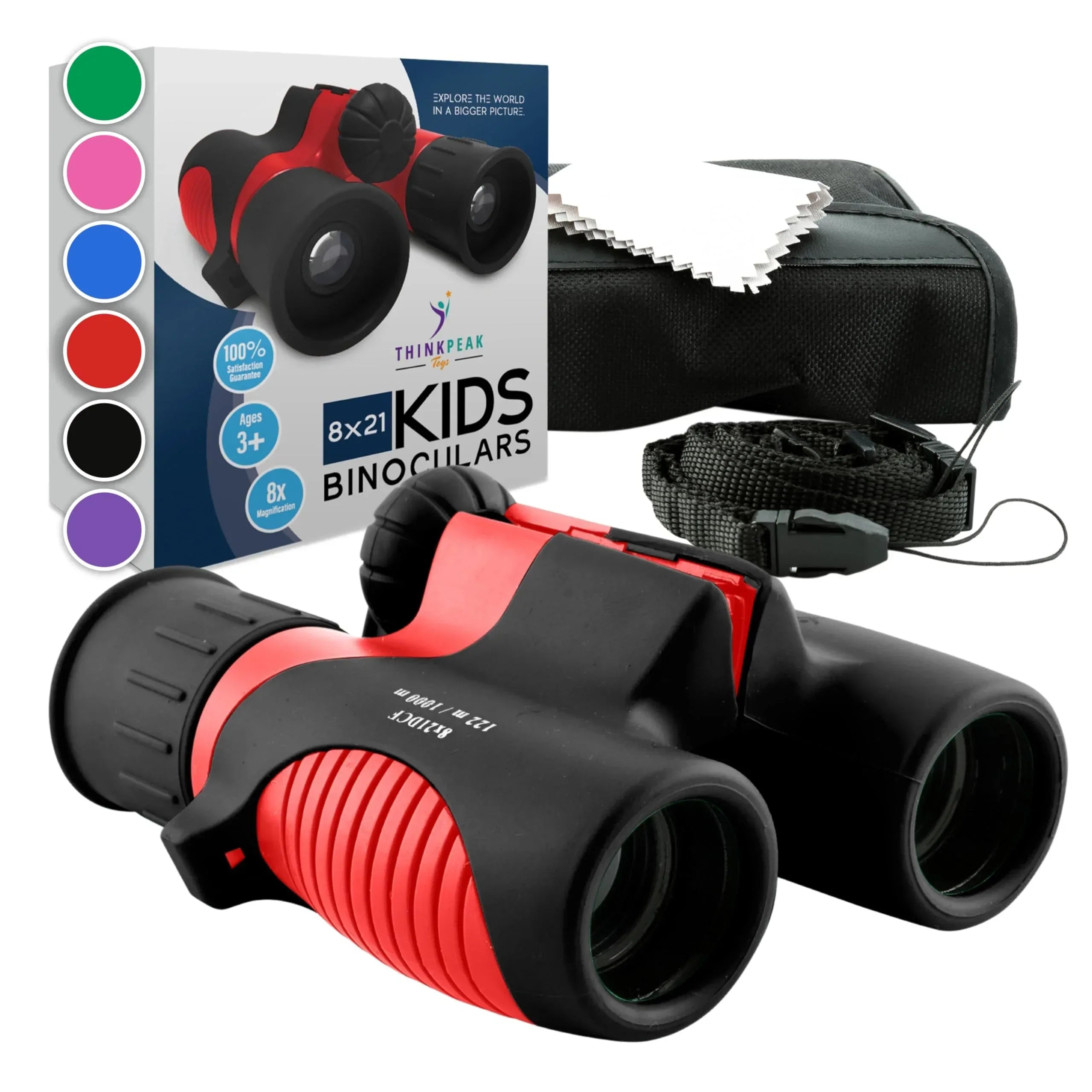 Think Peak Blue Binoculars Science Toy for Kids Ages 3-12 Years - Real Compact Outdoor Adventure & STEM Educational Nature Hiking Explorer for Bird Watching, Camping Children’s Birthday Gift - Unique Gift Market