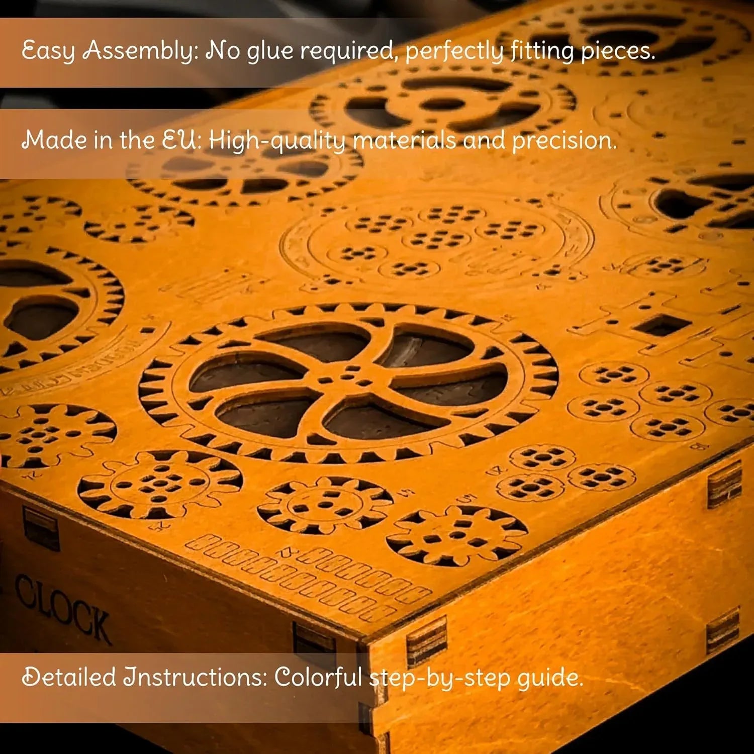 WOODEN.CITY Steampunk 3D Puzzle Clock – DIY Mechanical Wall Clock Kit for Adults – Unique Engineering Gift and Vintage Décor - 3D Wooden Puzzles for Adults - Unique Gift Market