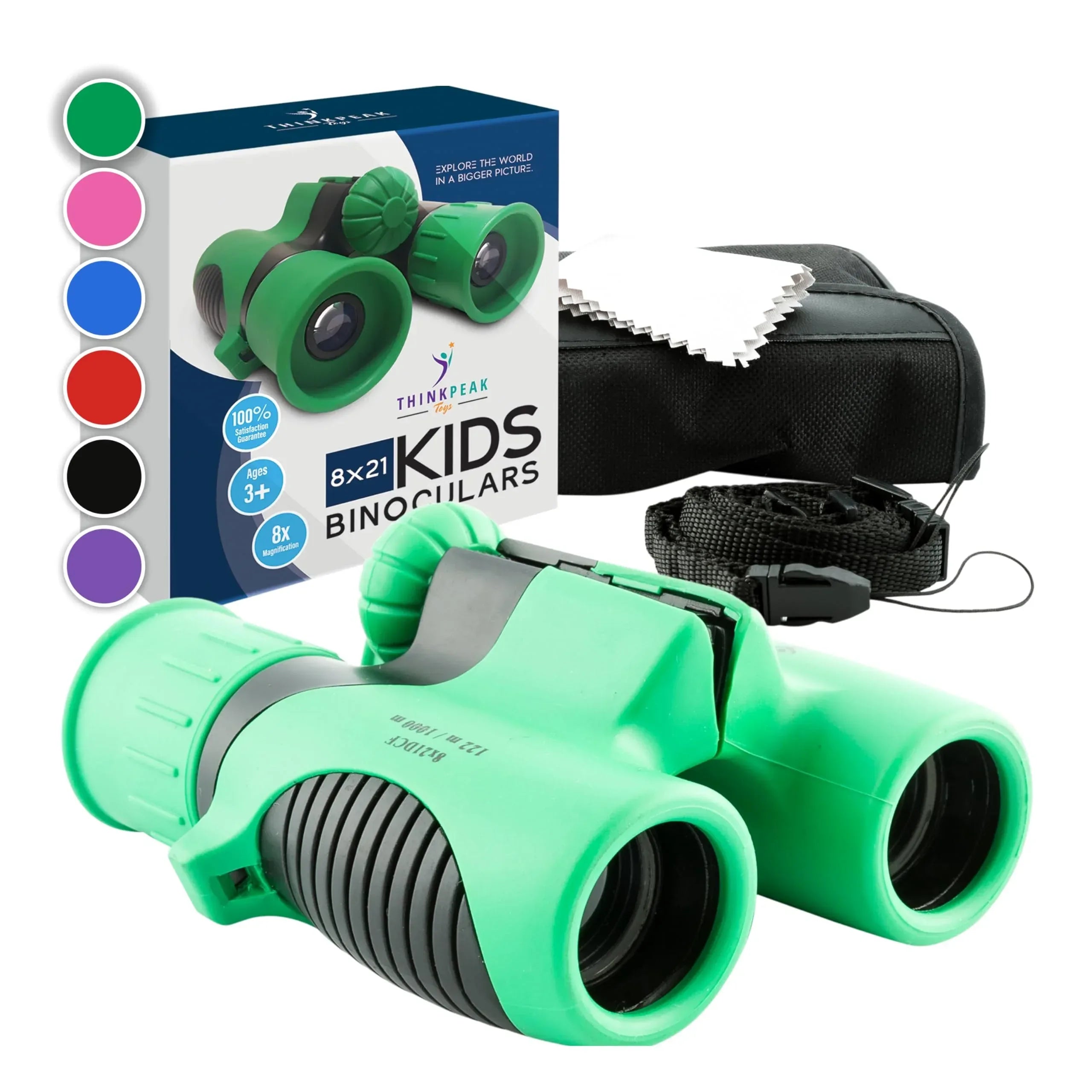 Think Peak Blue Binoculars Science Toy for Kids Ages 3-12 Years - Real Compact Outdoor Adventure & STEM Educational Nature Hiking Explorer for Bird Watching, Camping Children’s Birthday Gift - Unique Gift Market