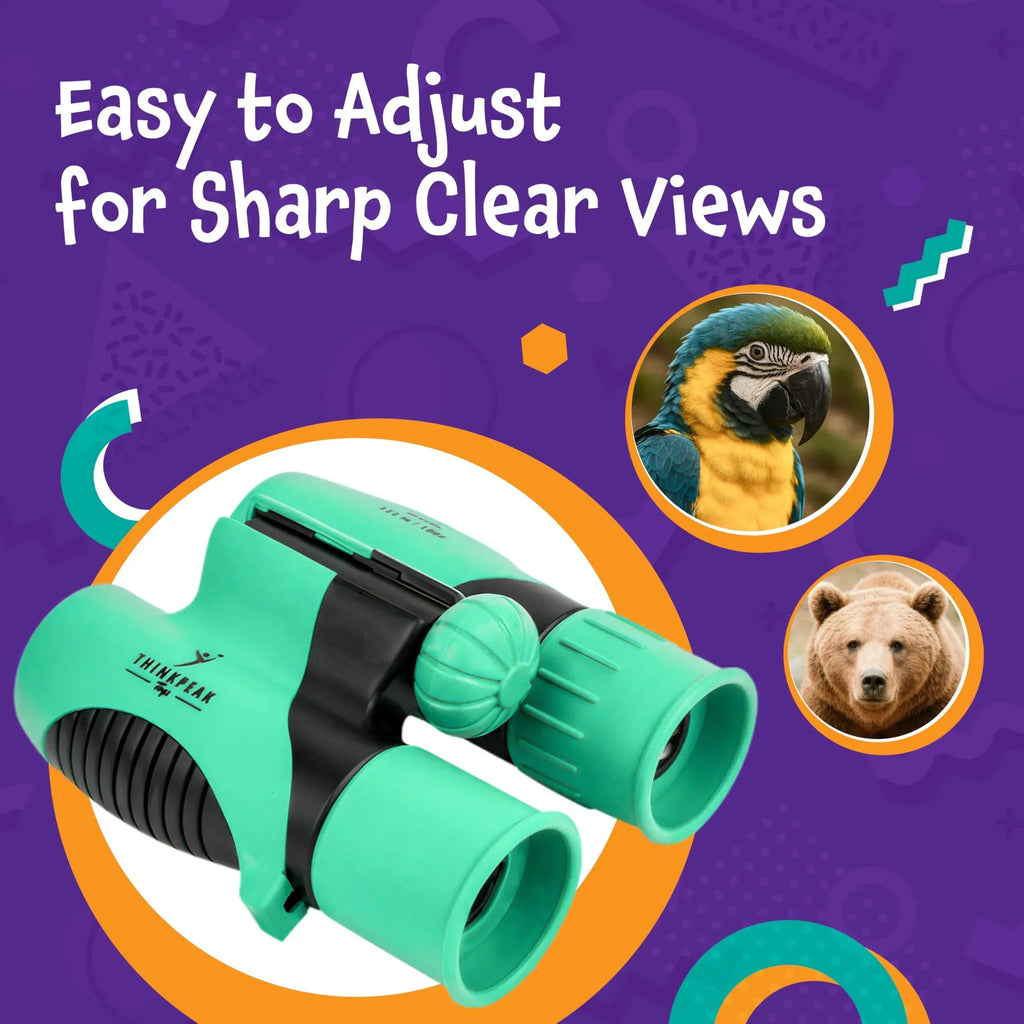 Think Peak Blue Binoculars Science Toy for Kids Ages 3-12 Years - Real Compact Outdoor Adventure & STEM Educational Nature Hiking Explorer for Bird Watching, Camping Children’s Birthday Gift - Unique Gift Market