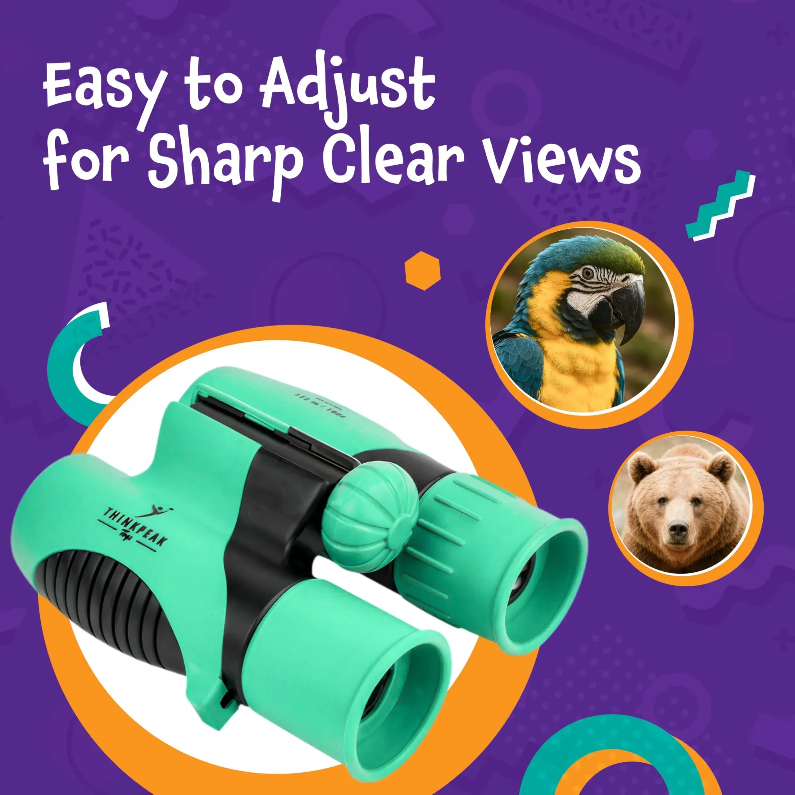 Think Peak Blue Binoculars Science Toy for Kids Ages 3-12 Years - Real Compact Outdoor Adventure & STEM Educational Nature Hiking Explorer for Bird Watching, Camping Children’s Birthday Gift - Unique Gift Market