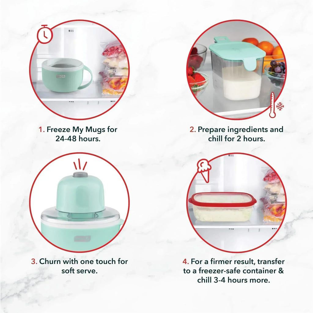 Dash My Mug Ice Cream Maker - Makes Single Serving of Gelato, Frozen Yogurt, Sorbet & More - Easy to Clean & Use - Aqua, 2 Bowls - Unique Gift Market