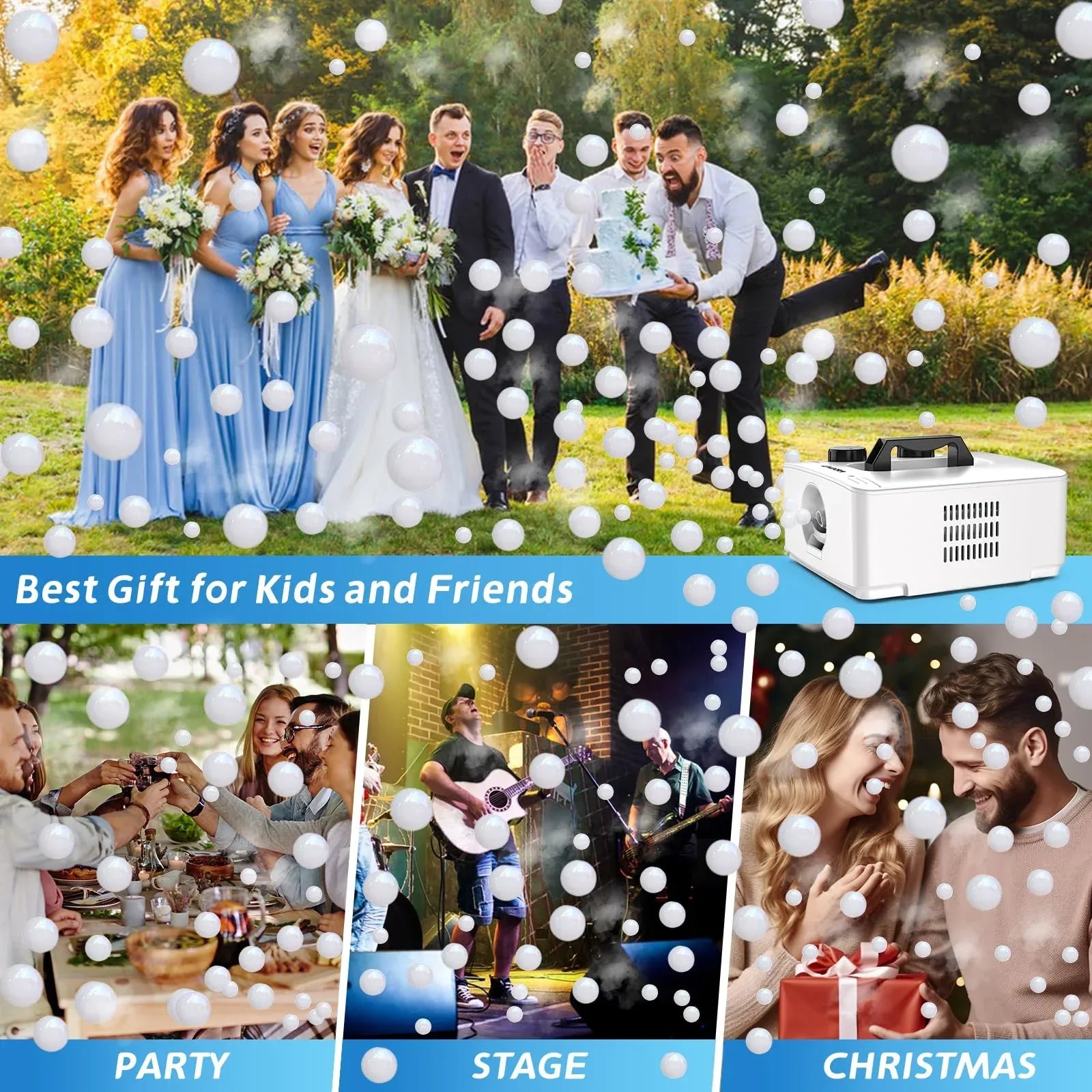 Fog Bubble Machine, 2 in 1 Smoke Bubble Maker, 400W No-Spill Smoke Bubble Blower, Make Colorful Bubbles | White Fog Bubbles for Indoor Outdoor Birthday Halloween Party - Unique Gift Market
