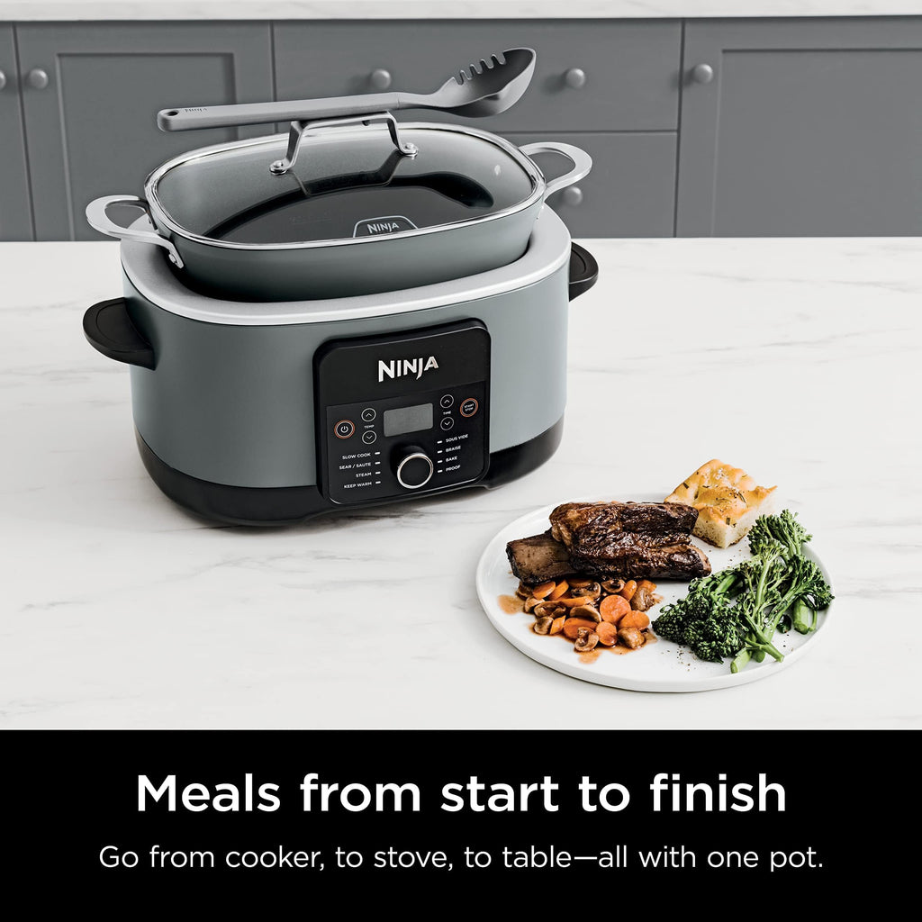 Ninja® 12-in-1 PossibleCooker™ PLUS | 8.5-qt - Sous Vide & Proof Multi-Cooker | Slow Cooker, Dutch Oven & More | Glass Lid & Integrated Spoon | Nonstick | Oven Safe Pot to 500°F | Black | MC1010