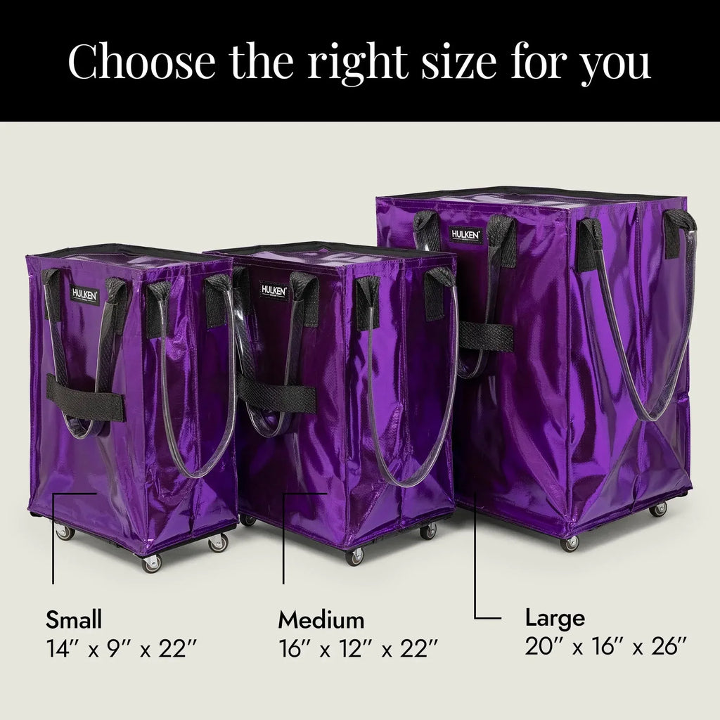 (Medium, Rose Gold) Reusable Grocery Bag On Wheels, Shopping Trolley, Rolling Tote, Zipper Closure, Lightweight, Carries Up to 66 lb, Folds Flat, Unbreakable Handles - Unique Gift Market