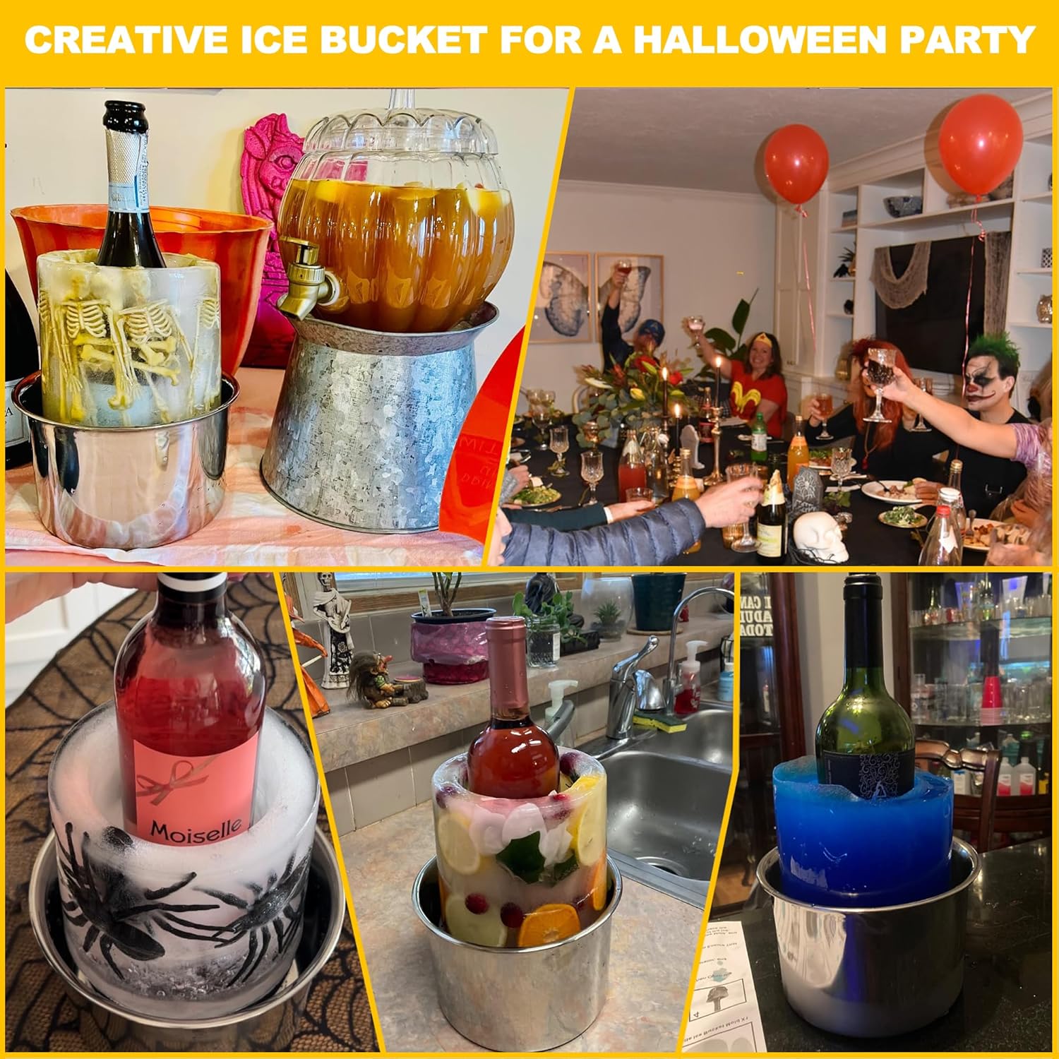 Ice Mold,Ice Bucket Mold, Ice Mold Wine Bottle Chiller,DIY Ice Bucket Mold for Wine Champagne and Cocktails,Ideal Gift for Special Parties Weddings Mother's Day Thanksgiving and Christmas