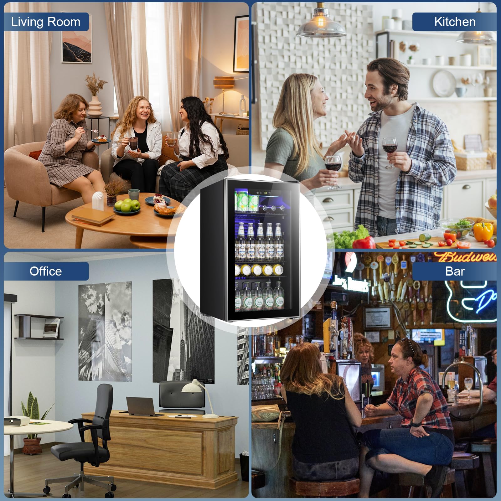 Antarctic Star 18L Beverage Refrigerator Cooler 24Can, Mini Fridge with Quiet Compressor, LED Light,Freestanding Small Fridge with Electronic Temperature Control for Home and Bar(40-61 ℉)