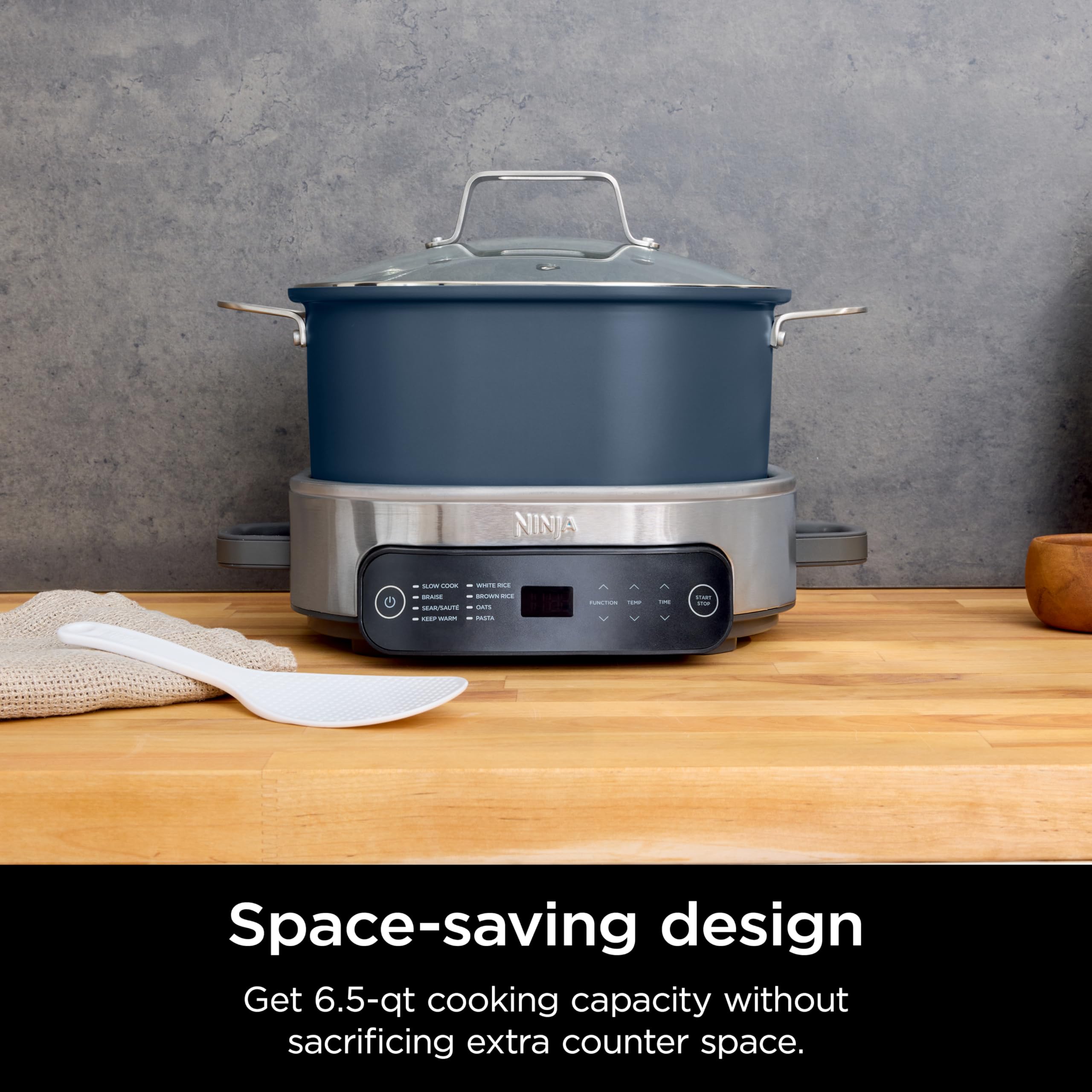 Ninja® 12-in-1 PossibleCooker™ PLUS | 8.5-qt - Sous Vide & Proof Multi-Cooker | Slow Cooker, Dutch Oven & More | Glass Lid & Integrated Spoon | Nonstick | Oven Safe Pot to 500°F | Black | MC1010