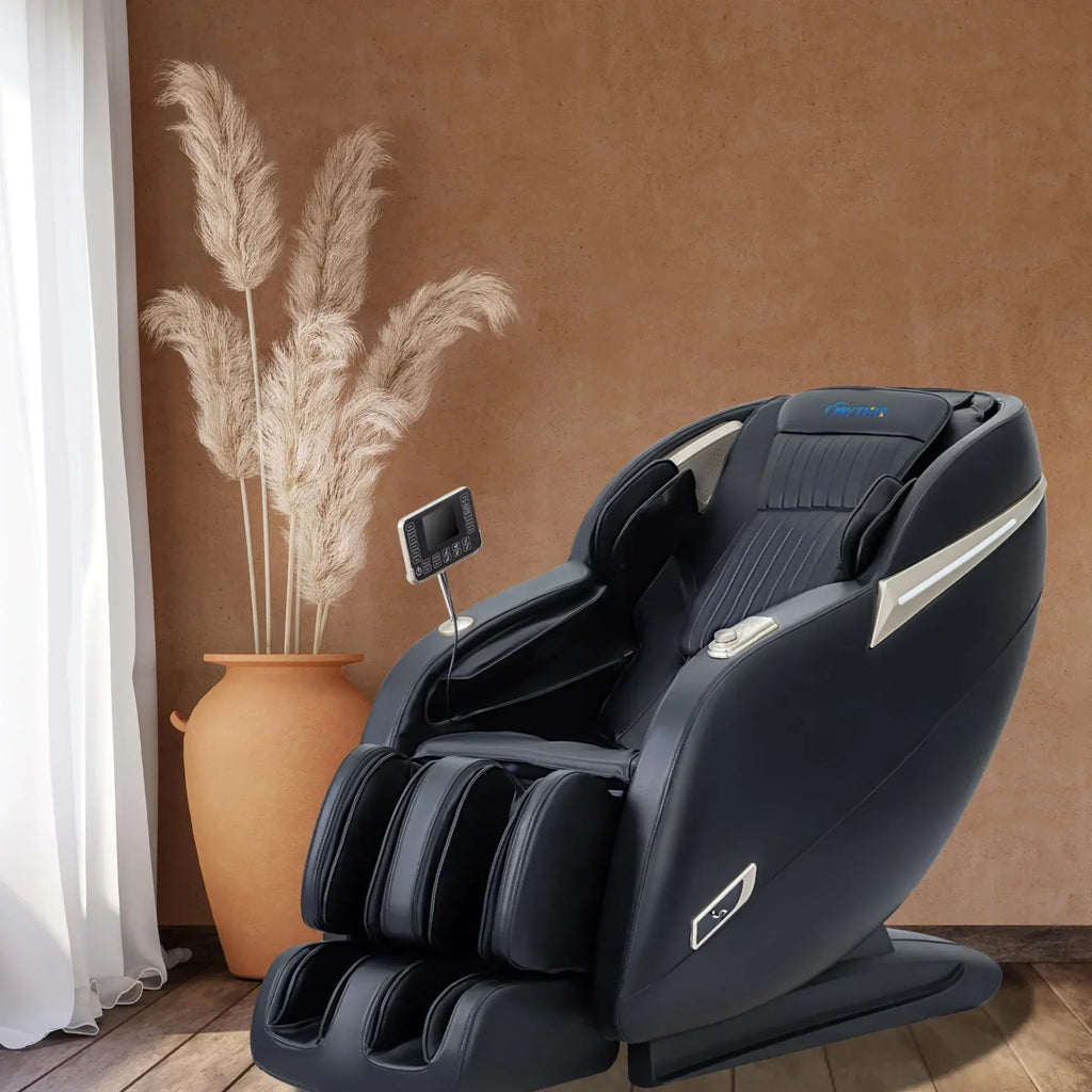 MYTHIA MD906 2026 Massage Chair - Full Body Zero Gravity Recliner with 3D Massage, Heat Therapy, Air Pressure & Foot Roller, Bluetooth & USB Charging Port for Home & Office Use (Beige) - Unique Gift Market