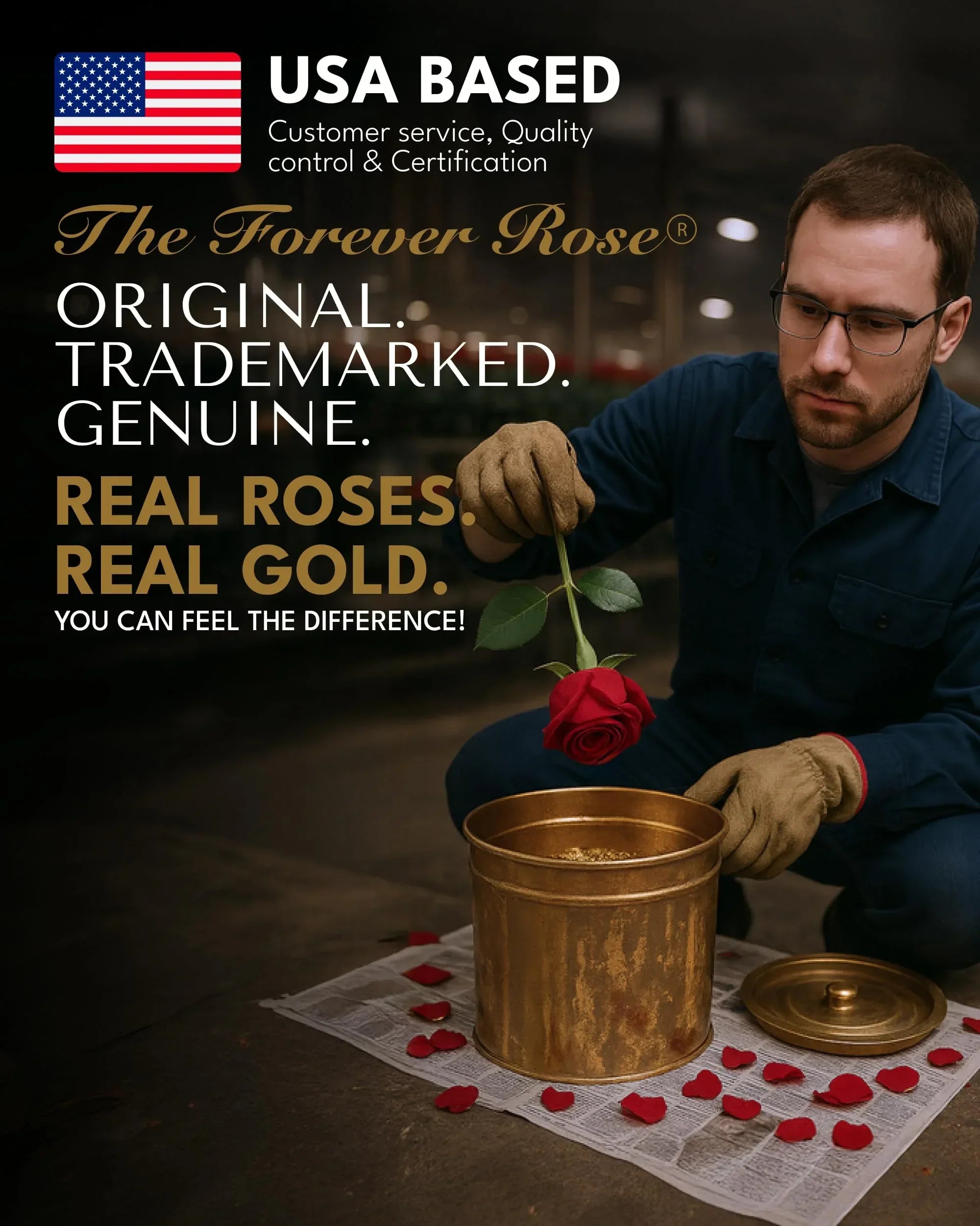Forever Rose 24K Gold Dipped Real Rose – Handmade, Long-Lasting Preserved Flower in Gold Gift Box – Romantic Gift for Anniversary, Valentine's Day, Mother's Day, Birthday, Wedding, Wife, Girlfriend - Unique Gift Market