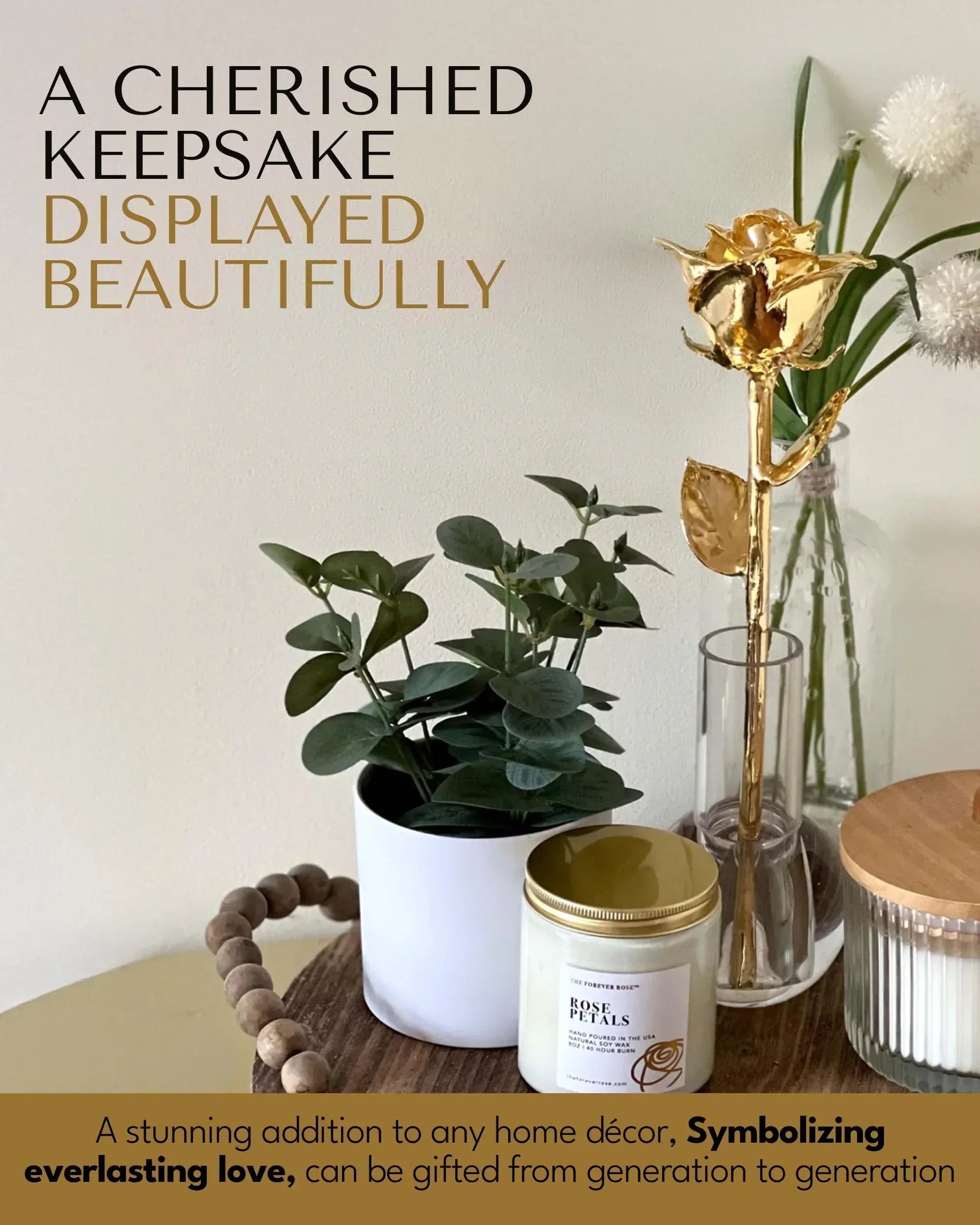 Forever Rose 24K Gold Dipped Real Rose – Handmade, Long-Lasting Preserved Flower in Gold Gift Box – Romantic Gift for Anniversary, Valentine's Day, Mother's Day, Birthday, Wedding, Wife, Girlfriend - Unique Gift Market