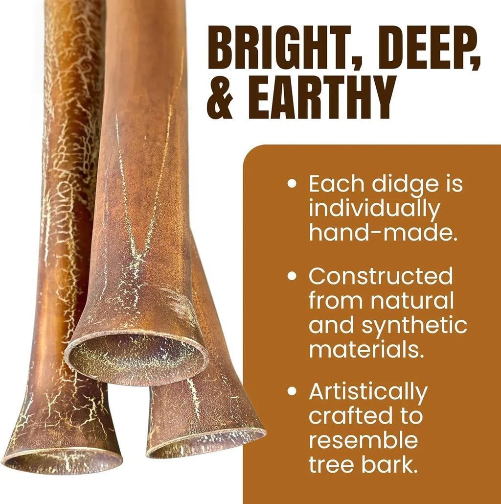Modern Didgeridoo Instrument – Hand-fired with Beeswax Mouthpiece, Durable and Lightweight, Ideal for Beginners – Key of D - Unique Gift Market
