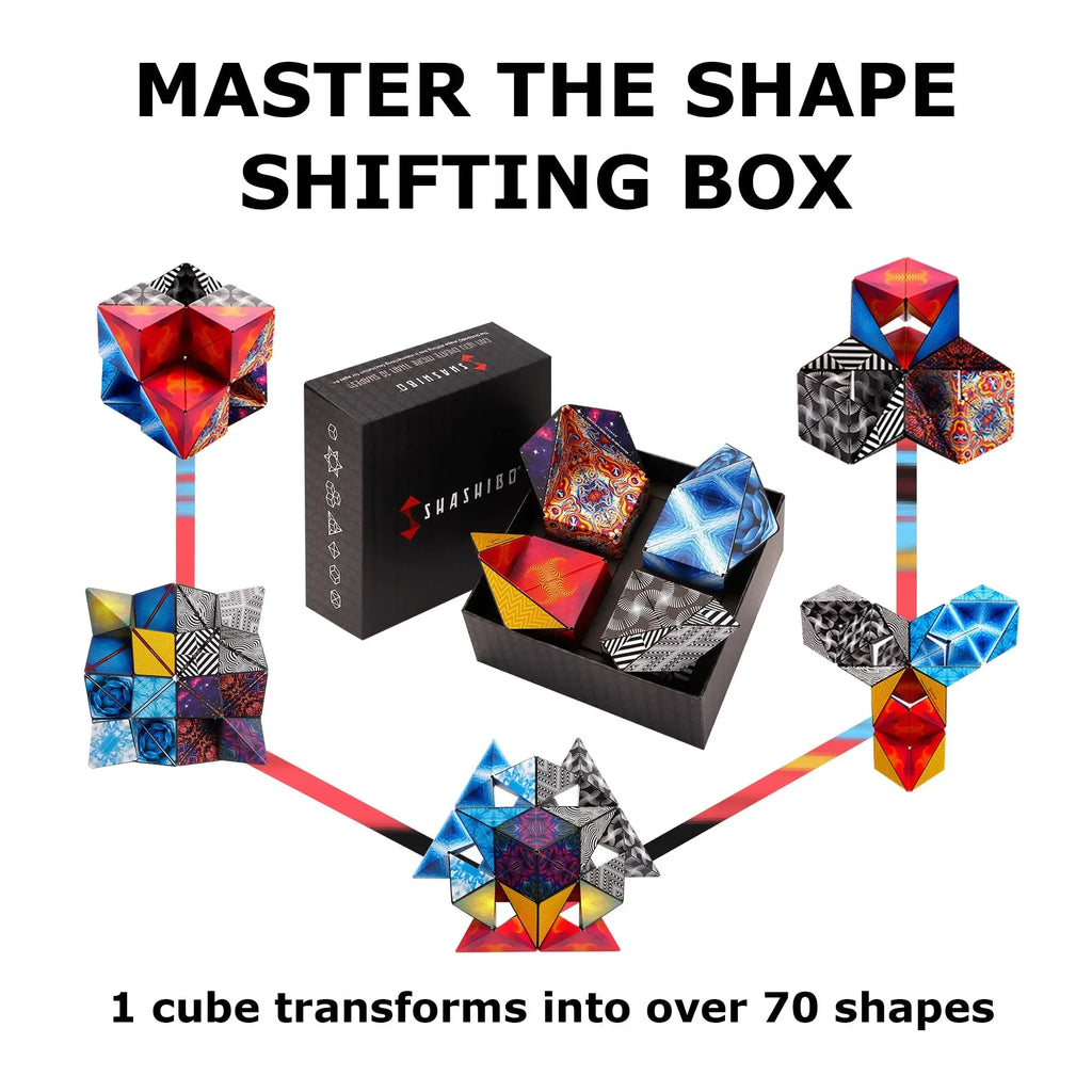 Shashibo Shape Shifting Box - Award-Winning STEM Fidget Toy with Ultra Strong Magnets - Puzzle Cube Transforms Into 100+ Shapes, Perfect Sensory Gift for Kids, Teens, and Adults (Wings) - Unique Gift Market