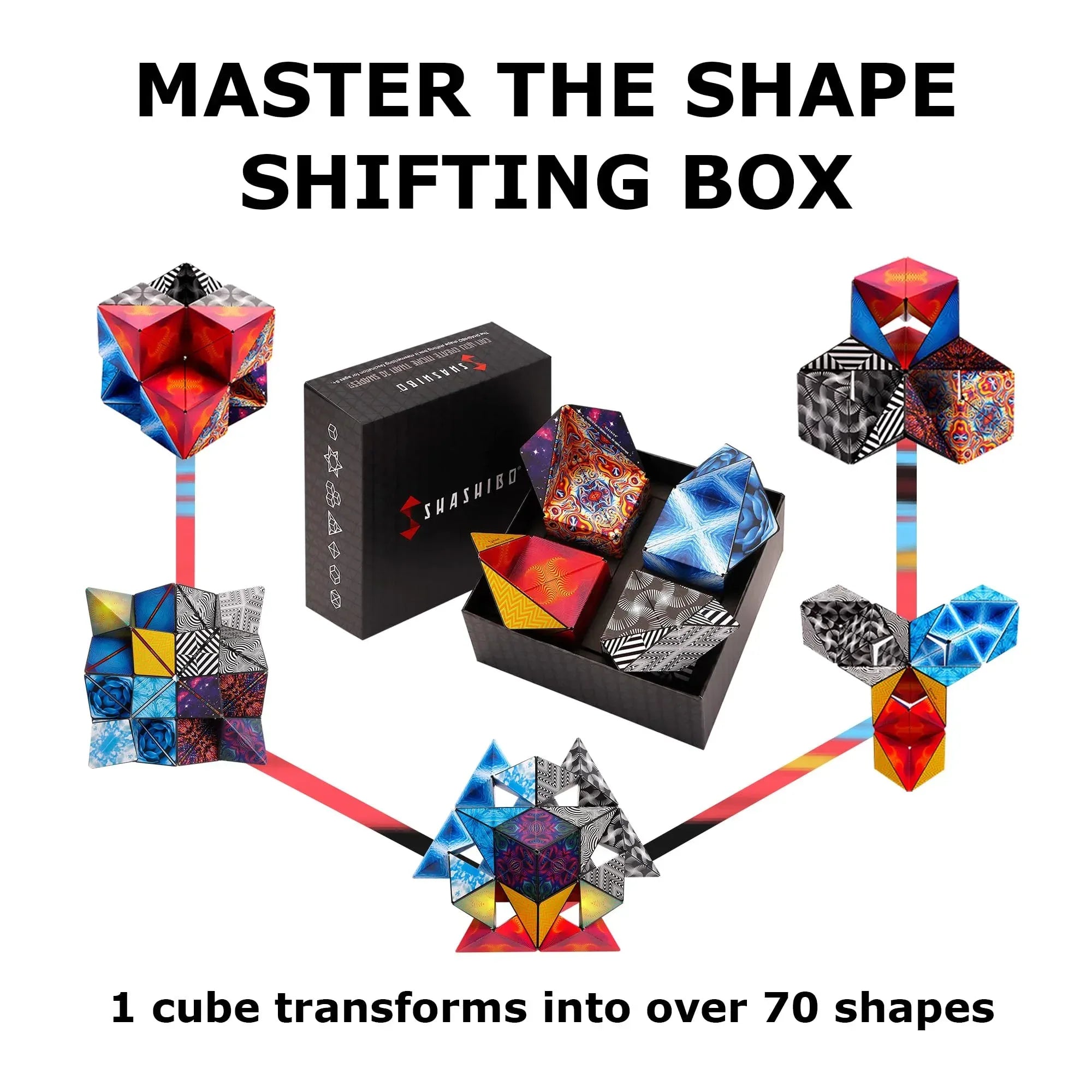 Shashibo Shape Shifting Box - Award-Winning STEM Fidget Toy with Ultra Strong Magnets - Puzzle Cube Transforms Into 100+ Shapes, Perfect Sensory Gift for Kids, Teens, and Adults (Wings) - Unique Gift Market
