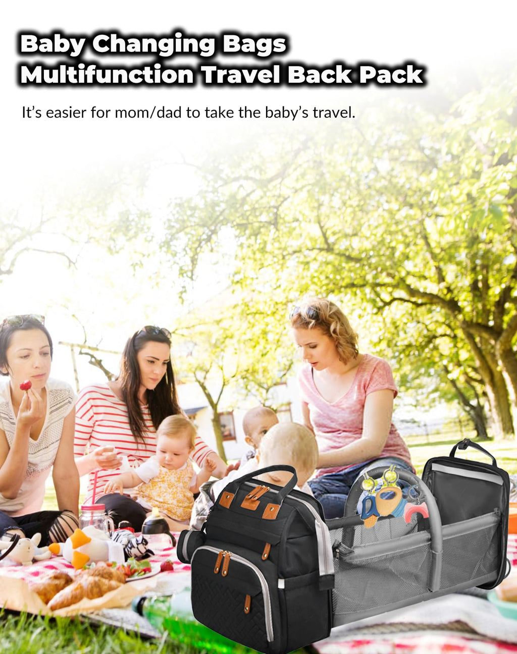 Baby Diaper Bags with Changing Station, Waterproof Diaper Bag Backpack for Moms Dads with USB Charging Port, Baby Shower Gifts, Large Capacity diaper backpack, Grey