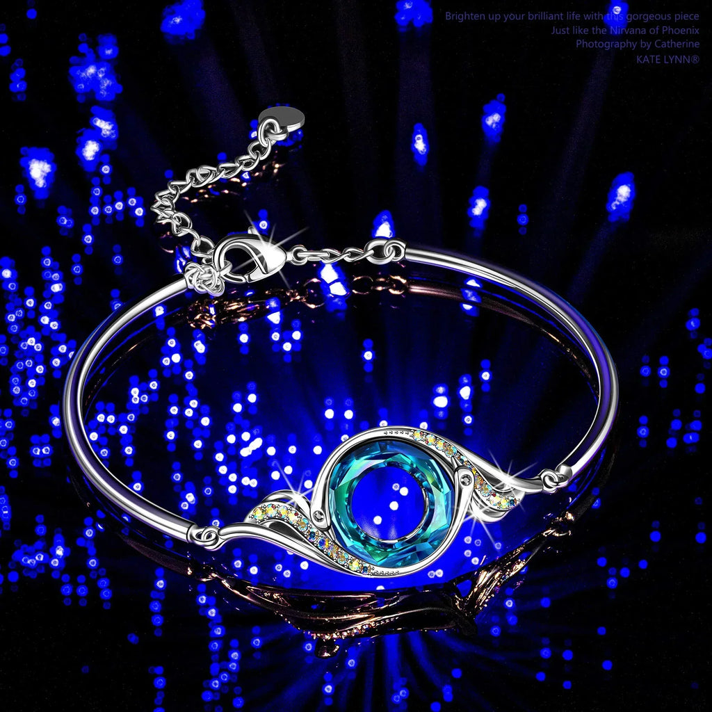 Kate Lynn "Rise From the Ashes" Phoenix Bracelet Made with Crystals from Austria, Adjustable Bangle Bracelet for Women 7"+2", Packaged with Jewelry Box, Birthday Gift for Women, Symbol of Luck and Renewal - Unique Gift Market