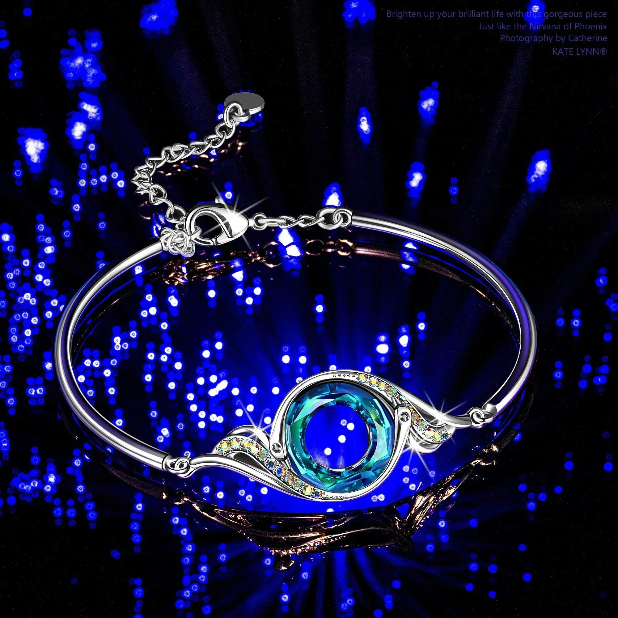 Kate Lynn "Rise From the Ashes" Phoenix Bracelet Made with Crystals from Austria, Adjustable Bangle Bracelet for Women 7"+2", Packaged with Jewelry Box, Birthday Gift for Women, Symbol of Luck and Renewal - Unique Gift Market