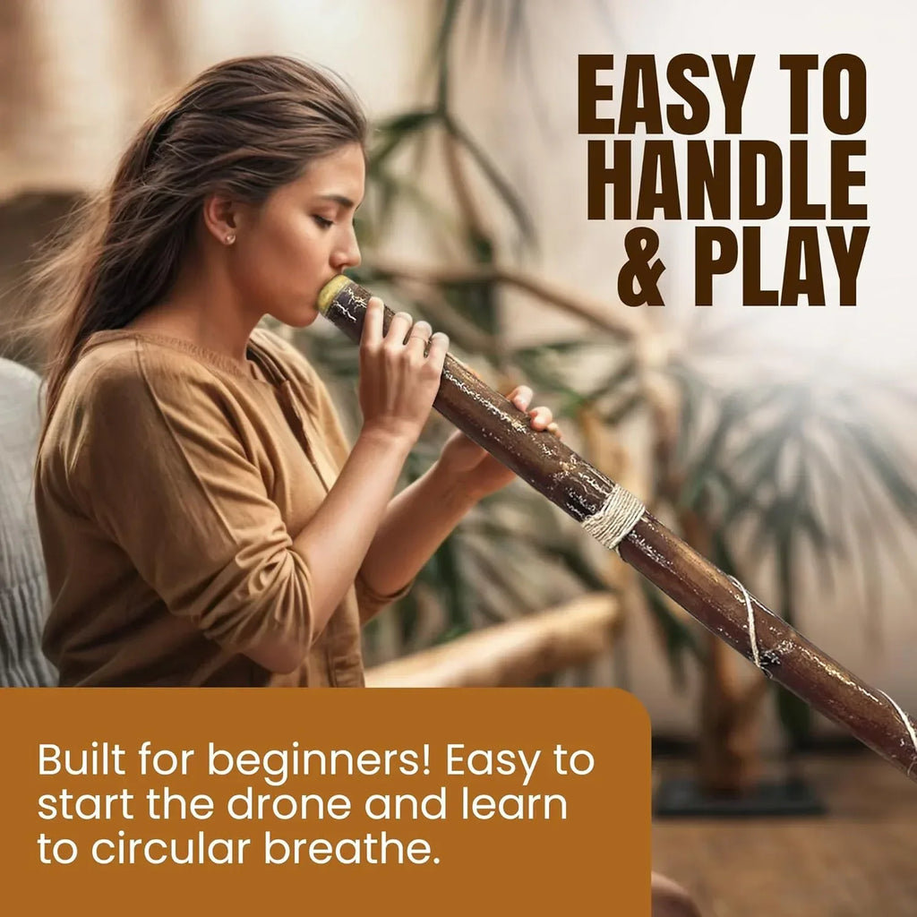 Modern Didgeridoo Instrument – Hand-fired with Beeswax Mouthpiece, Durable and Lightweight, Ideal for Beginners – Key of D - Unique Gift Market