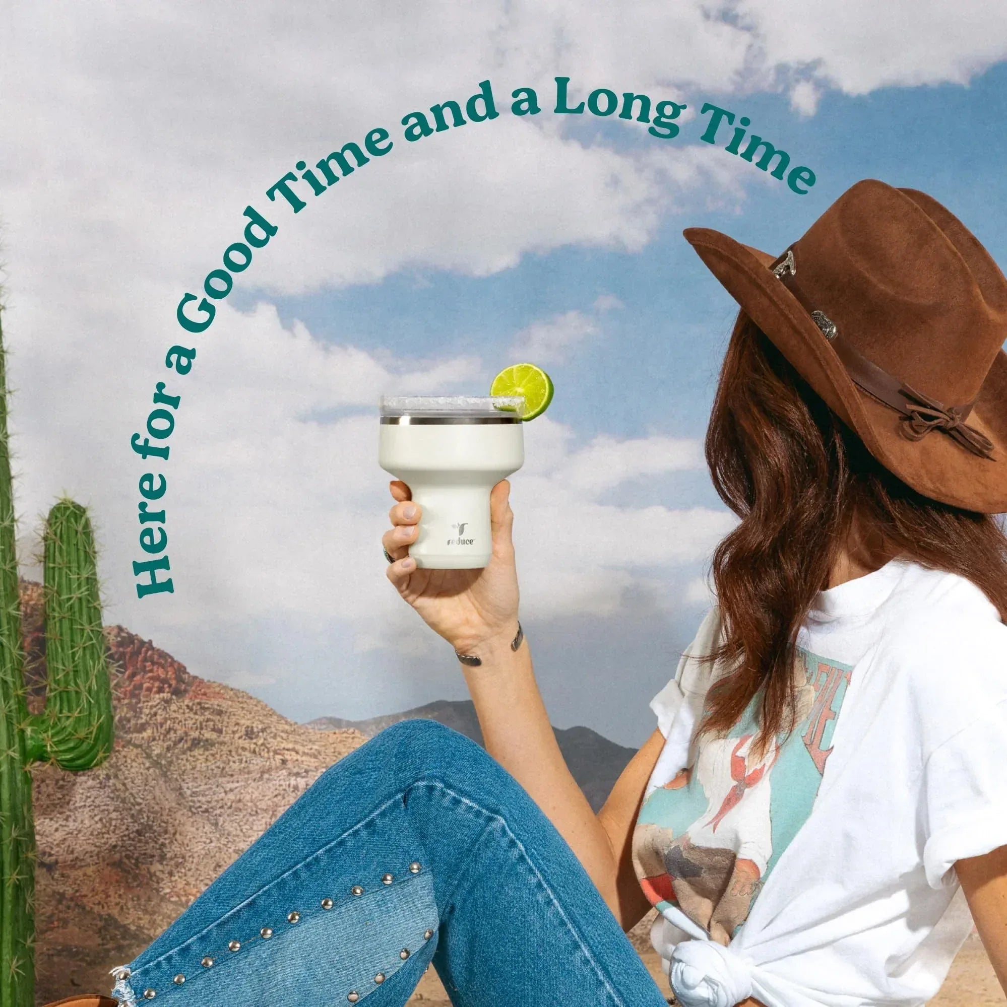 REDUCE Saltini 16 oz Cocktail Tumbler - Insulated Margarita Tumbler with Lid - Keeps Drinks Cold for 10 Hours - 360 Sippable Martini Glass Alternative - Shatterproof, Perfect for Parties - Sea Glass - Unique Gift Market