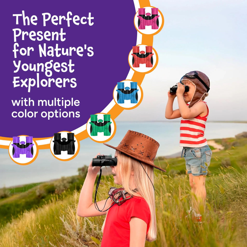 Think Peak Blue Binoculars Science Toy for Kids Ages 3-12 Years - Real Compact Outdoor Adventure & STEM Educational Nature Hiking Explorer for Bird Watching, Camping Children’s Birthday Gift - Unique Gift Market