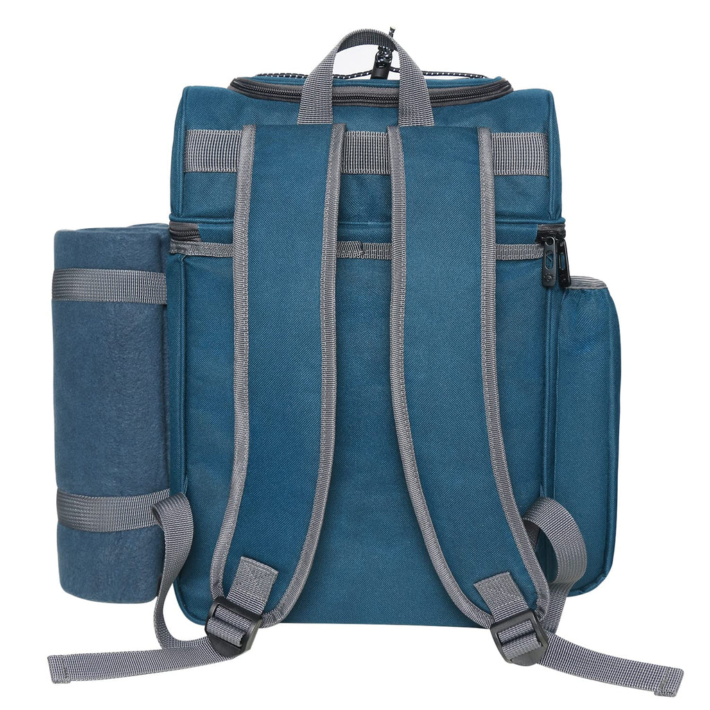Hap Tim Picnic Basket Backpack for 2 Person with 2 Insulated Cooler Compartment, Wine Holder, Fleece Blanket, Cutlery Set, Wedding Gifts for Couples, Bridal Shower Gifts, Engagement Gifts