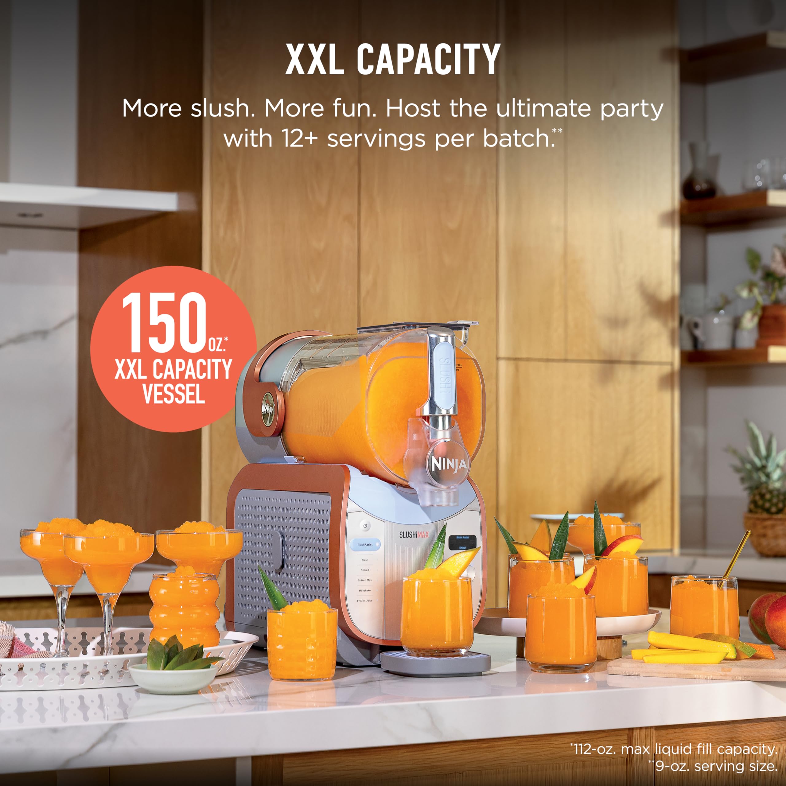 Ninja SLUSHi Max XXL Smart Frozen Drink Maker | Top Performance & Smart Technology, Party-Size 150oz Capacity, No Ice Needed, 6 Programs, Ideal Temp & Texture up to 12 hours | Peach FS605