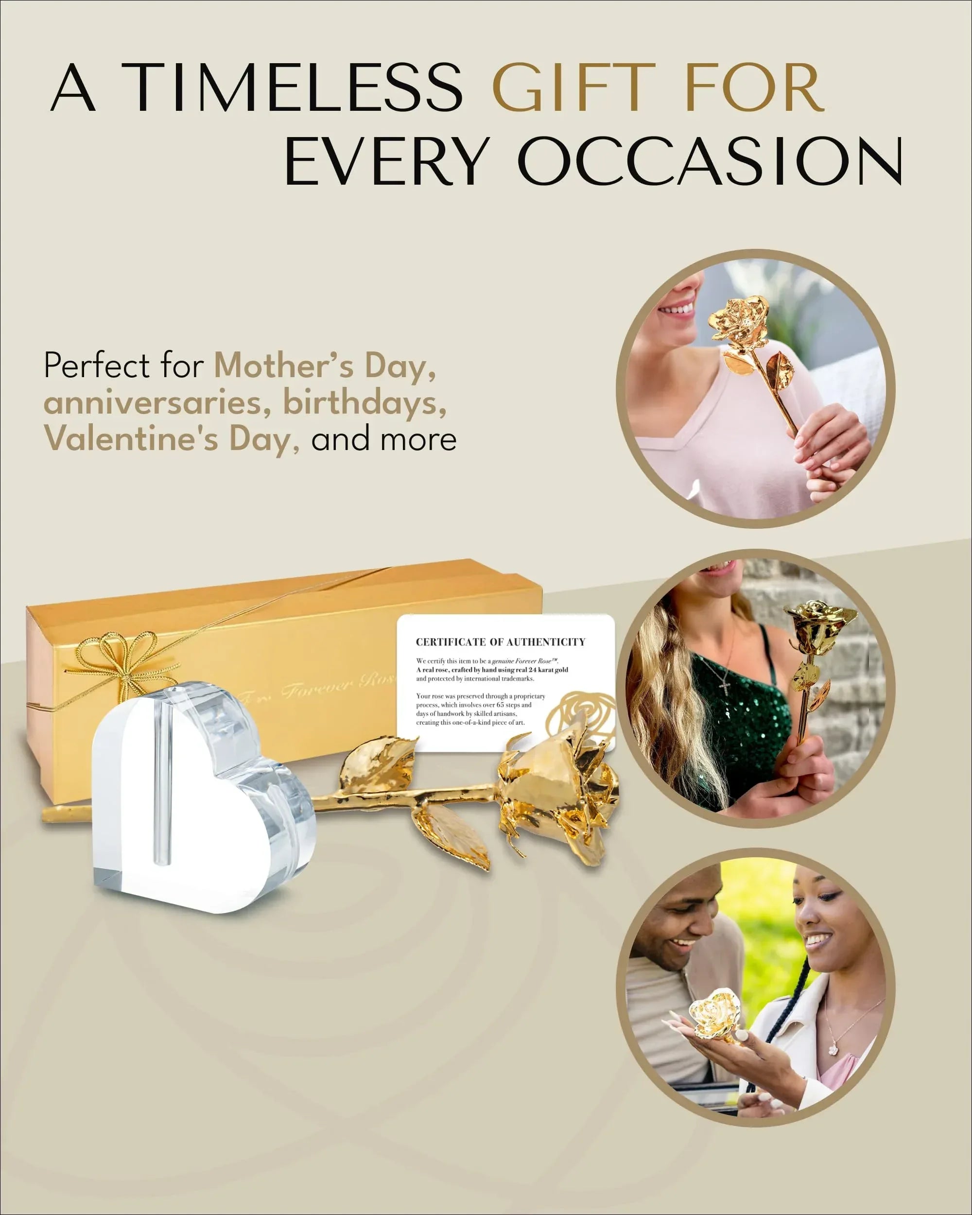 Forever Rose 24K Gold Dipped Real Rose – Handmade, Long-Lasting Preserved Flower in Gold Gift Box – Romantic Gift for Anniversary, Valentine's Day, Mother's Day, Birthday, Wedding, Wife, Girlfriend - Unique Gift Market