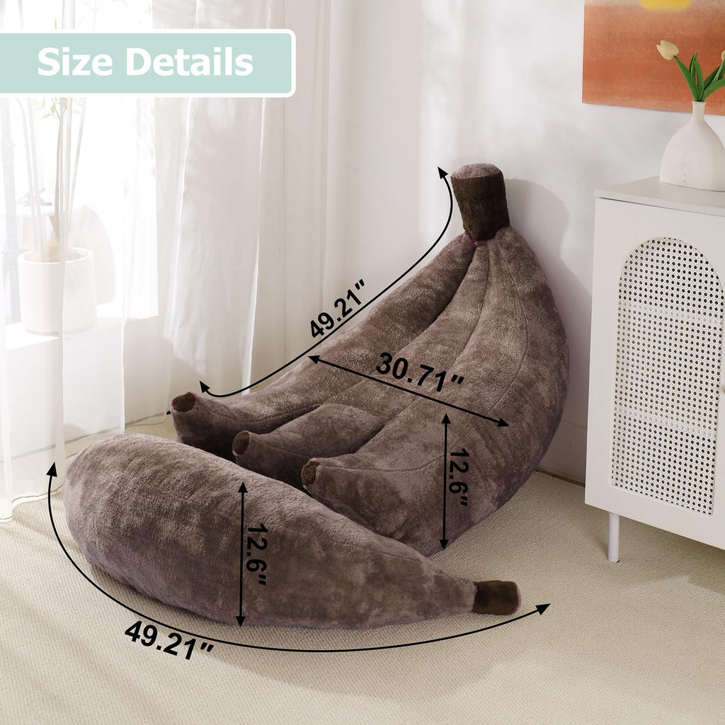 Banana Bean Bag Chair with Ottoman, Floor Sofa Bed with Footrest, Comfy Convertible Lounger for Teens & Adults, Plush Couch for Bedroom, Living Room or Dorm, M-Yellow