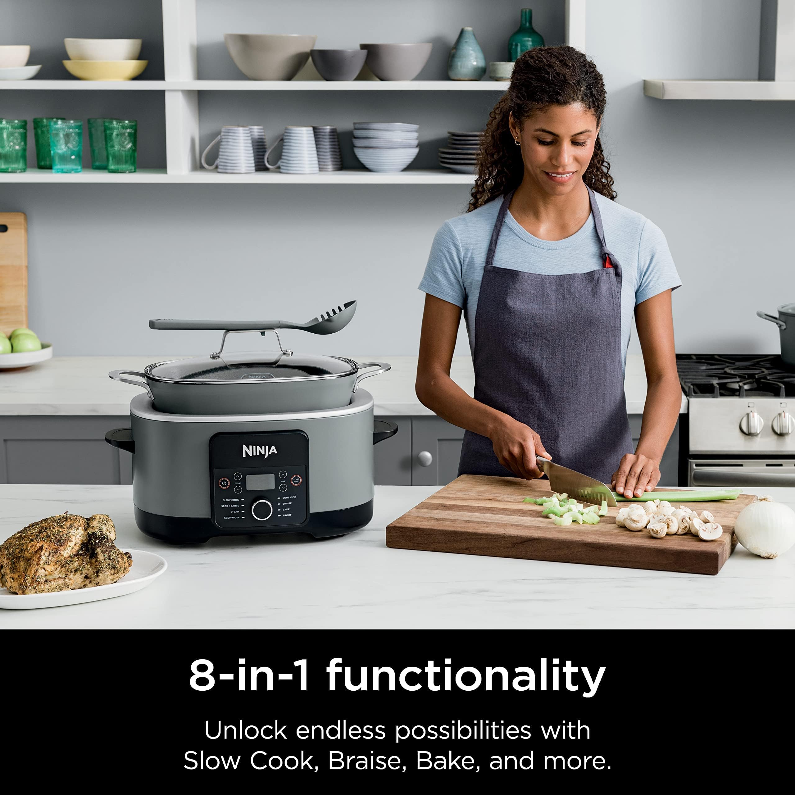 Ninja® 12-in-1 PossibleCooker™ PLUS | 8.5-qt - Sous Vide & Proof Multi-Cooker | Slow Cooker, Dutch Oven & More | Glass Lid & Integrated Spoon | Nonstick | Oven Safe Pot to 500°F | Black | MC1010
