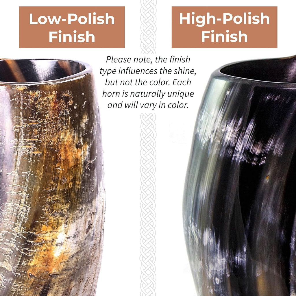 Norse Tradesman Original LG Viking Drinking Horn Mug - 100% Authentic Beer Horn Tankard With Natural Surface & Burlap Gift Sack | The Original, Low Polish, approx. 16 oz