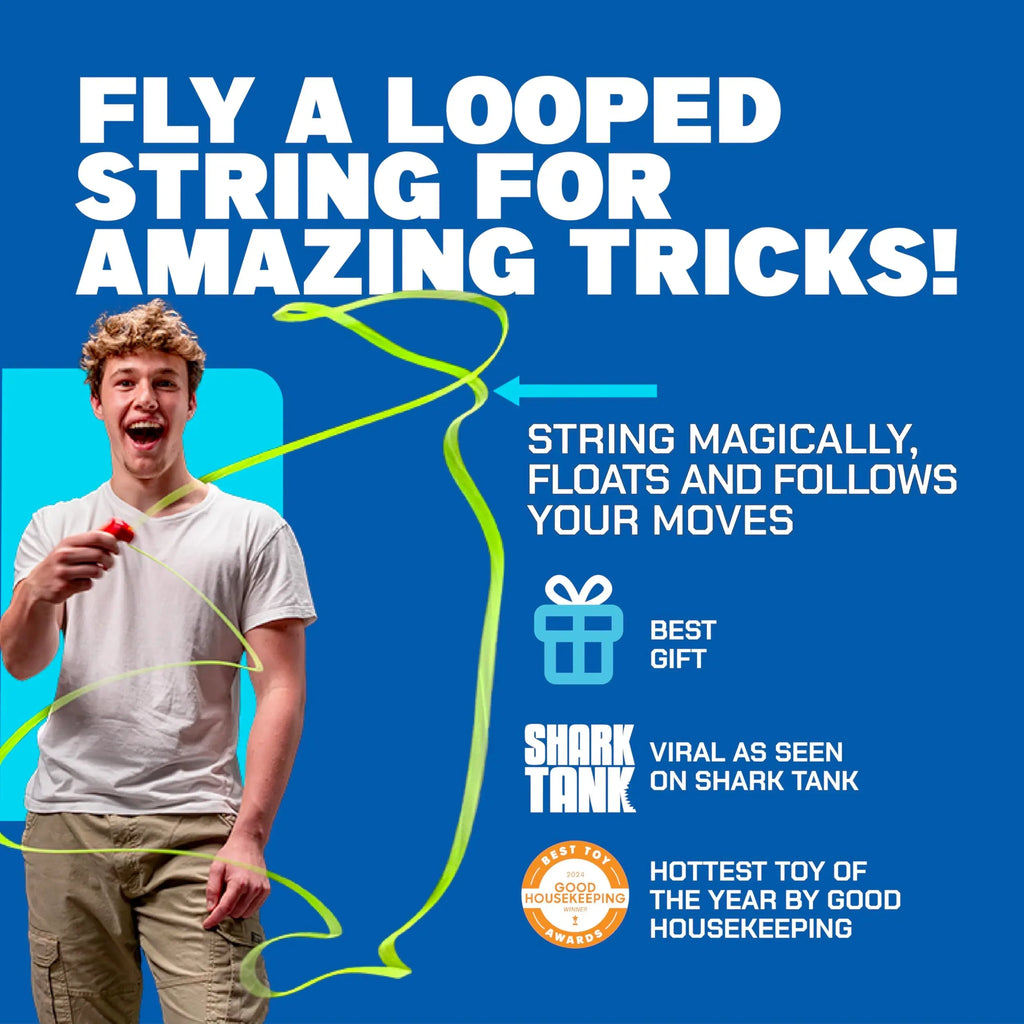ZipString Original - As Seen on Shark Tank - Classic Rope Launcher Toy, Perfect for Kids & Adults - Fly a String Loop in The Air for Endless Tricks & Fun, Wonderment Awaits, Rock'it Red - Unique Gift Market