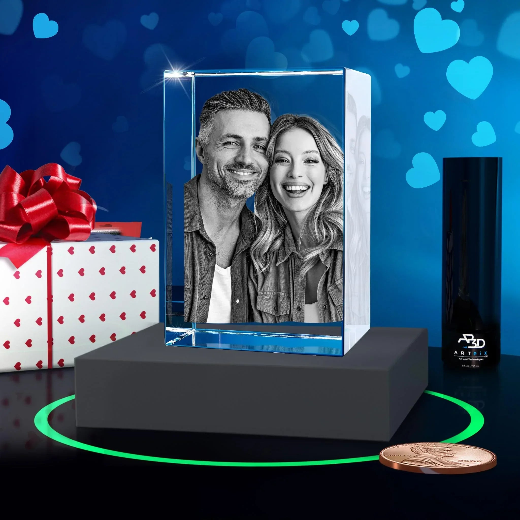 ArtPix 3D Crystal Photo, Valentines Day Personalized Gifts for Women, Wife, Men, Her, Him, Great V-Day Custom Gift With Your Own Photo, Customized Glass 3D Laser Etched Picture Wedding - Unique Gift Market