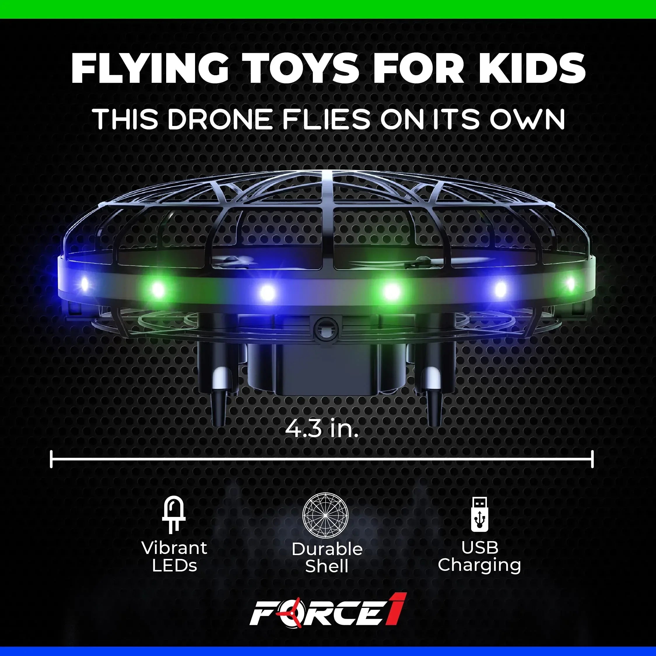 Force1 Scoot Hand Operated Drone for Kids or Adults - Hands Free Motion Sensor Mini Drones, Easy LED Indoor Rechargeable UFO Toy Flying Orb Ball Drone Toys for Boys and Girls (Blue) - Unique Gift Market