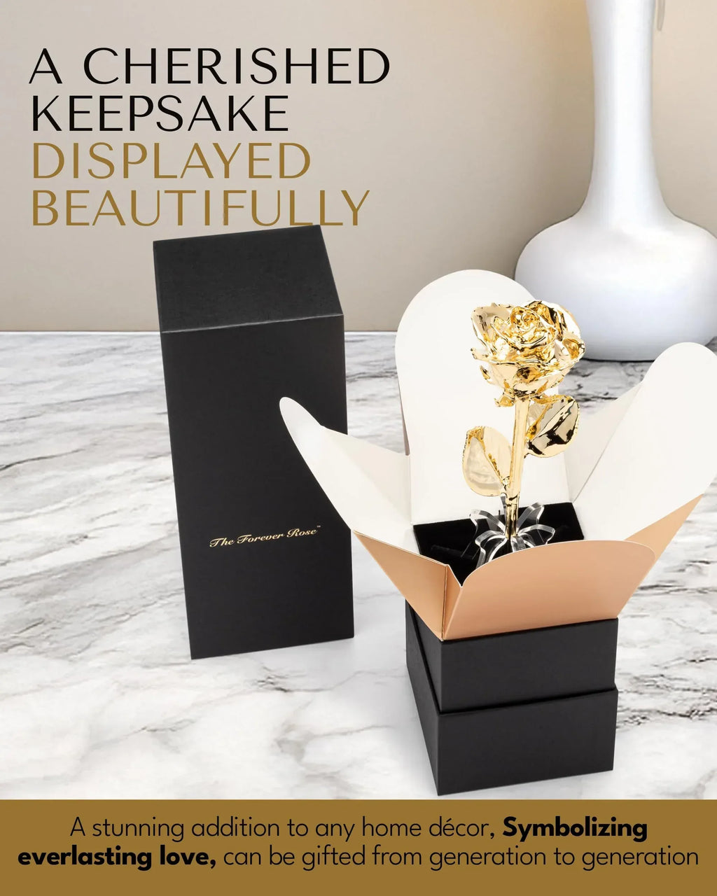 Forever Rose 24K Gold Dipped Real Rose – Handmade, Long-Lasting Preserved Flower in Gold Gift Box – Romantic Gift for Anniversary, Valentine's Day, Mother's Day, Birthday, Wedding, Wife, Girlfriend - Unique Gift Market