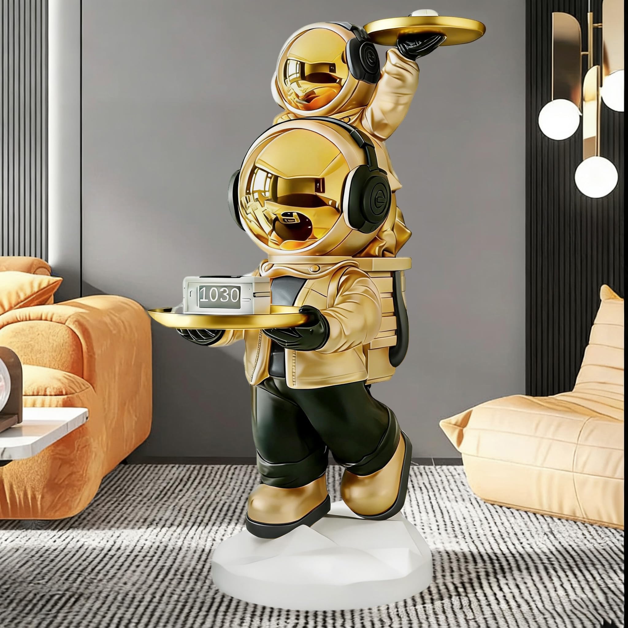 Astronaut Statue, Spaceman Sculpture, Home Decor Sculpture, Cool Metal mask Decoration, Large Spaceman Figurine Decoration